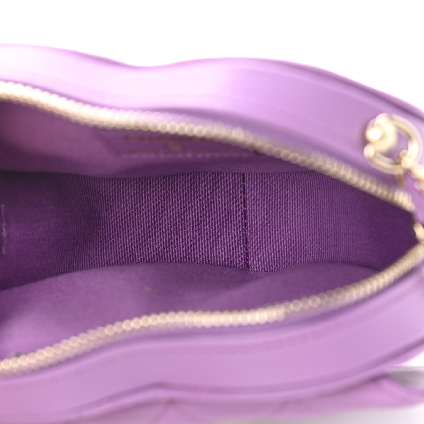 Lambskin Quilted CC In Love Heart Clutch With Chain Purple