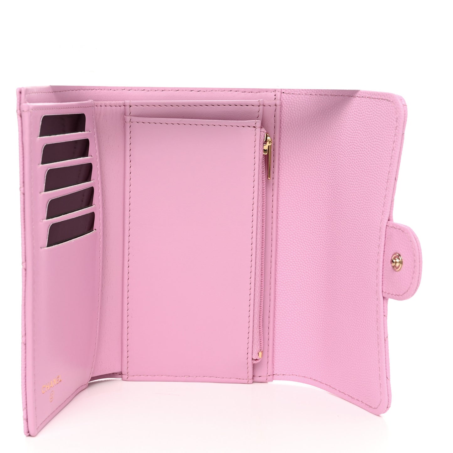 Caviar Quilted Medium Flap Wallet Lilac