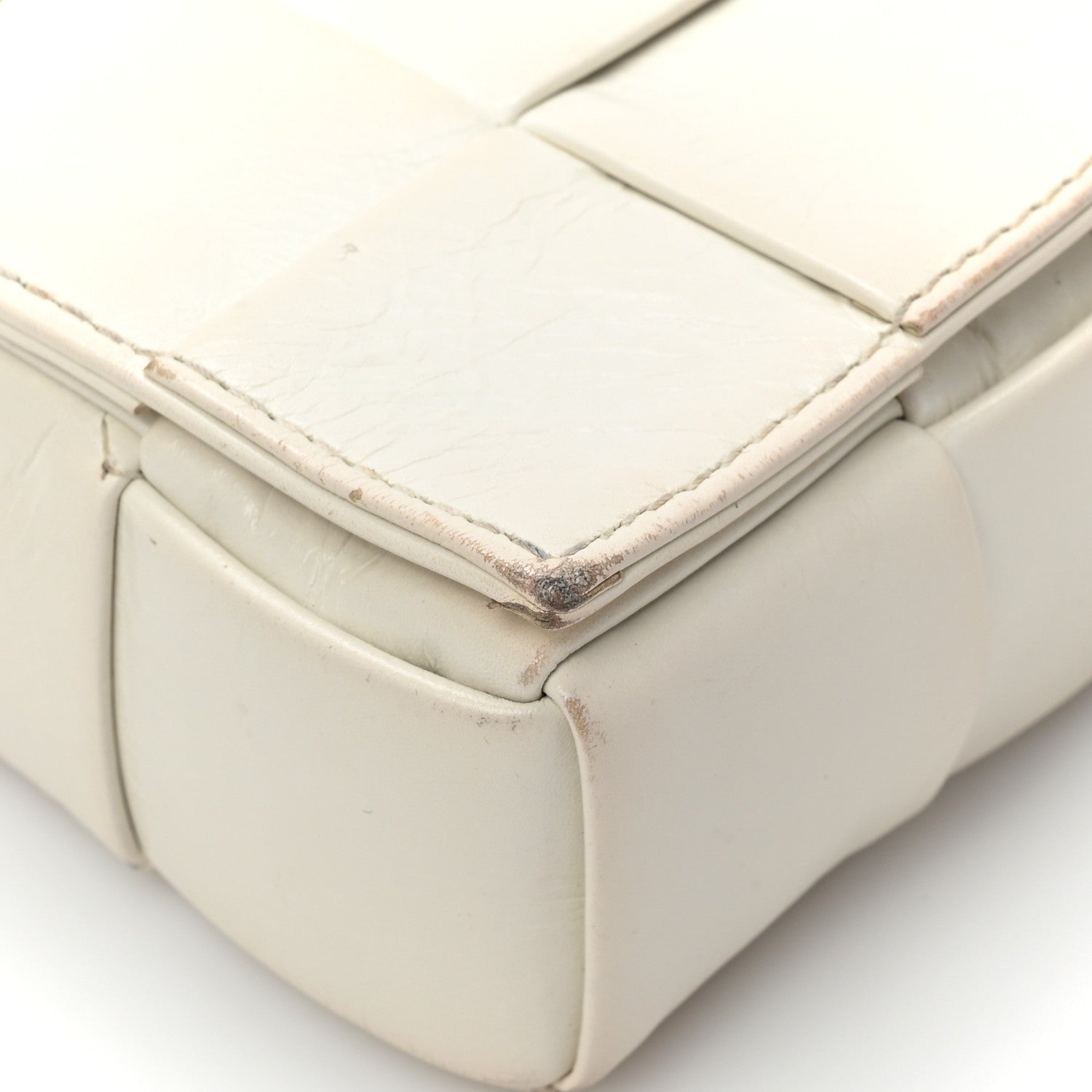 Bottega Veneta Paper Calfskin Maxi Intreccio Cassette Crossbody Bag White 13 of 15