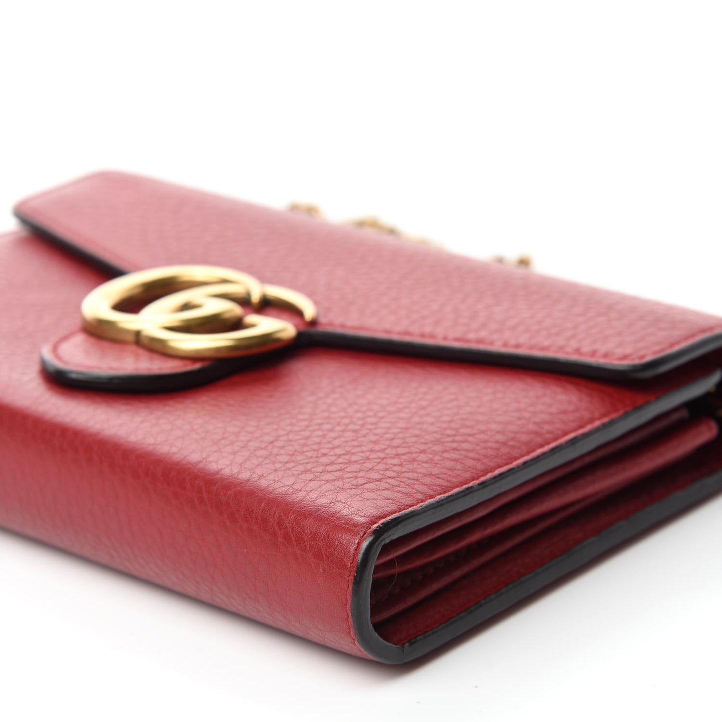 Calfskin GG Marmont Chain Wallet Vulcanic Red