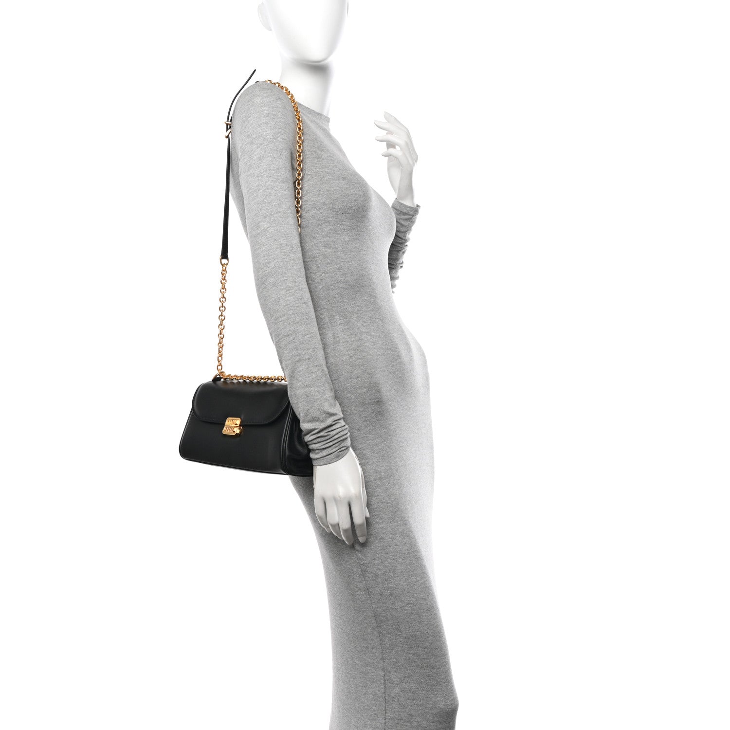 Miu Miu Nappa Shoulder Bag Black 3 of 9