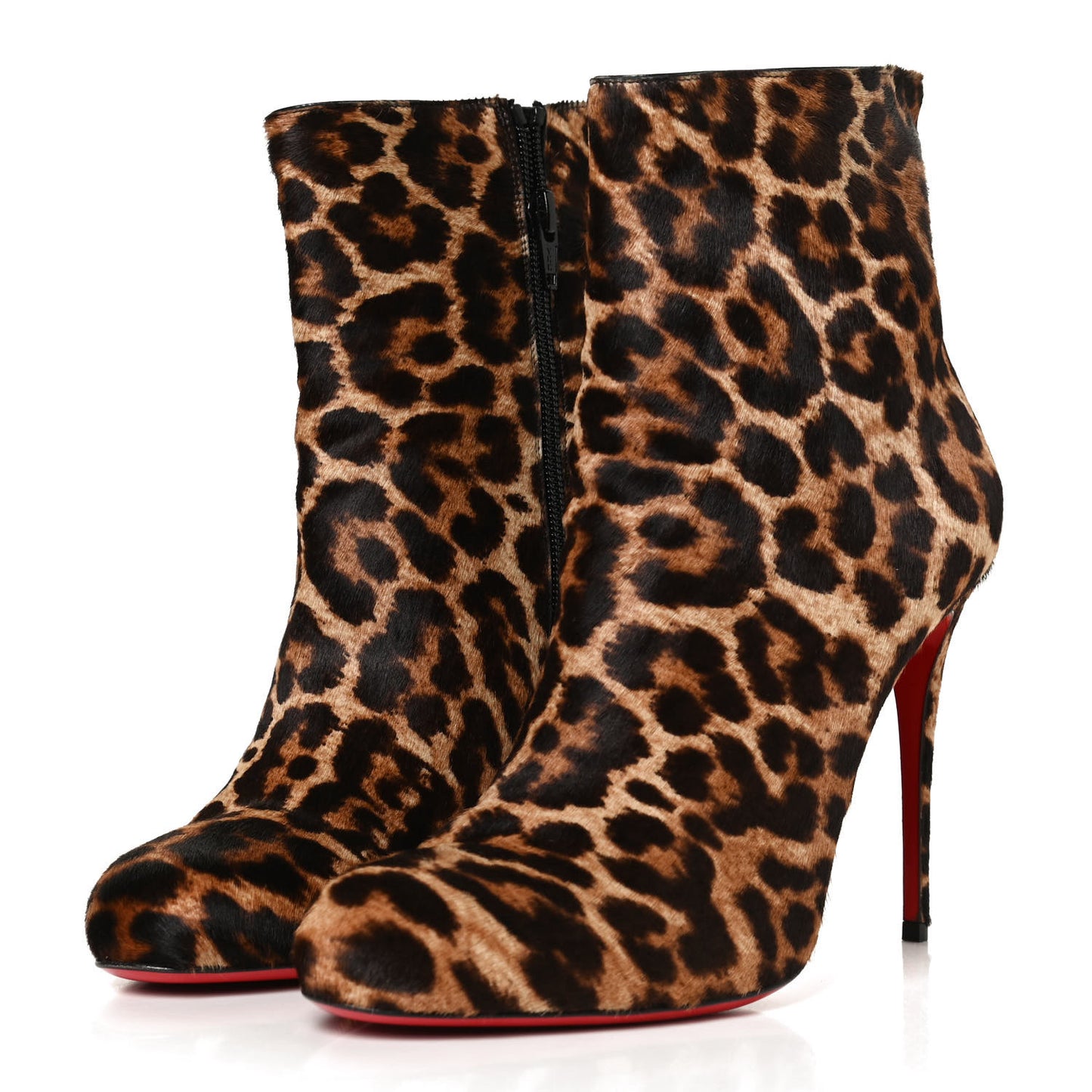 Calf Hair Leopard Print Ankle Boots 40.5