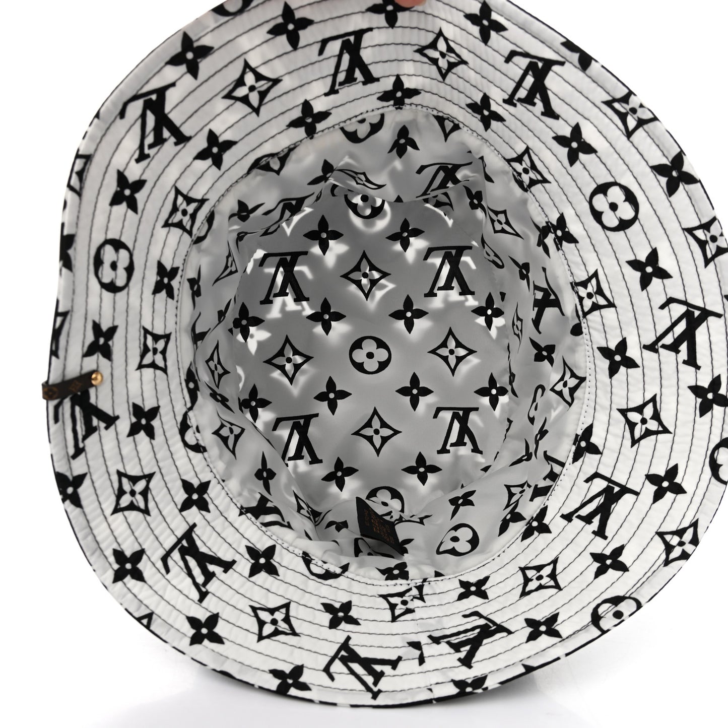 Nylon Monogram Reversible Bob Bucket Hat M Black White