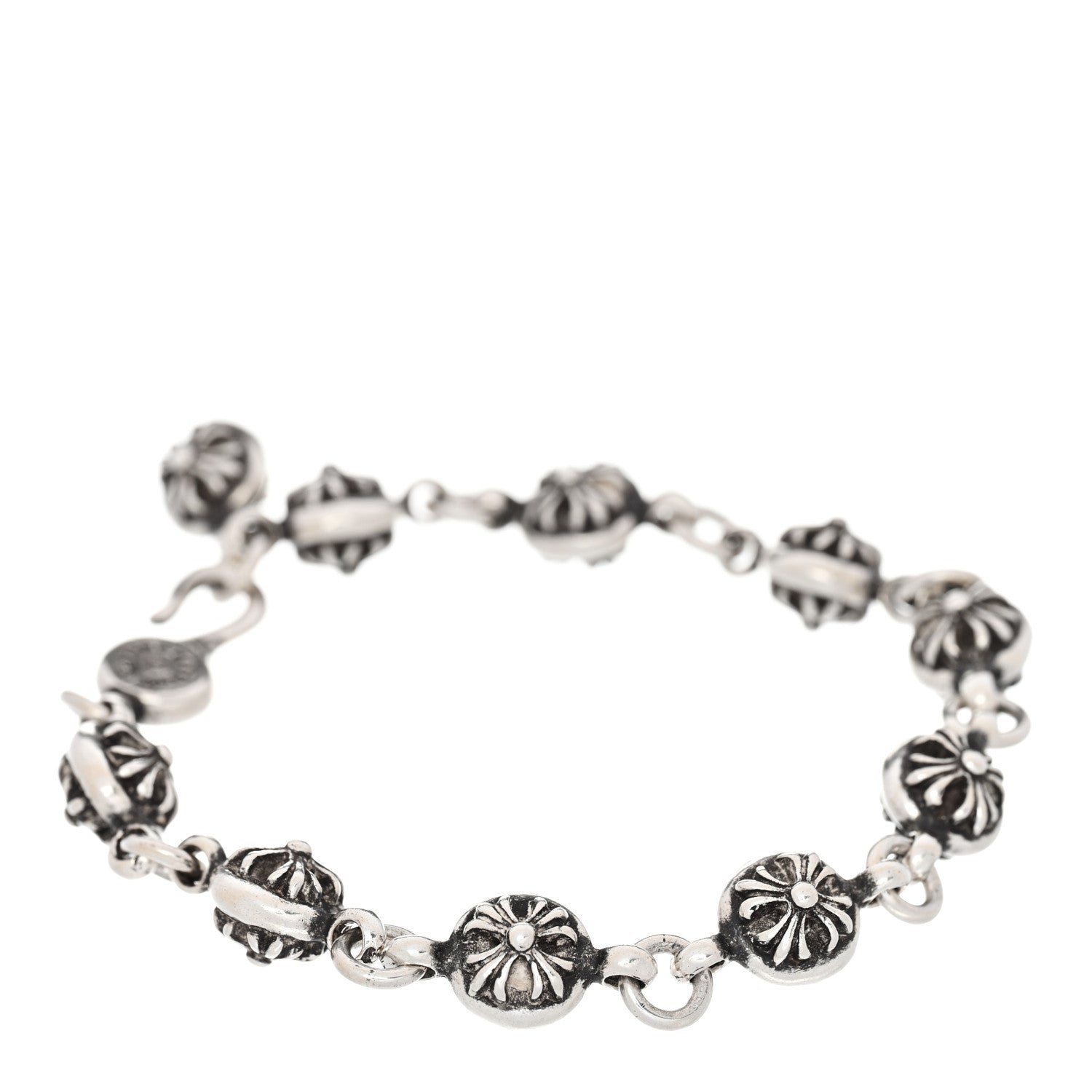 Chrome Hearts Sterling Silver Cross Ball Bracelet 1780096