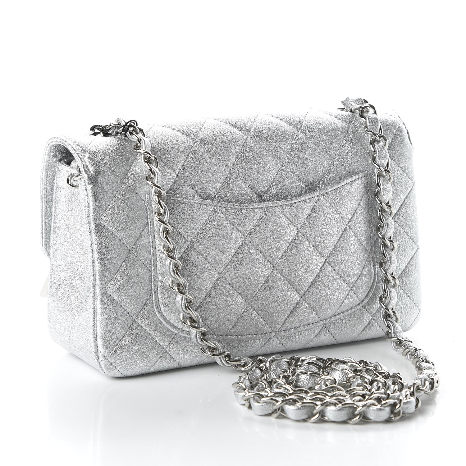 Chanel Metallic Lambskin Quilted Mini Rectangular Flap Silver 3 of 10
