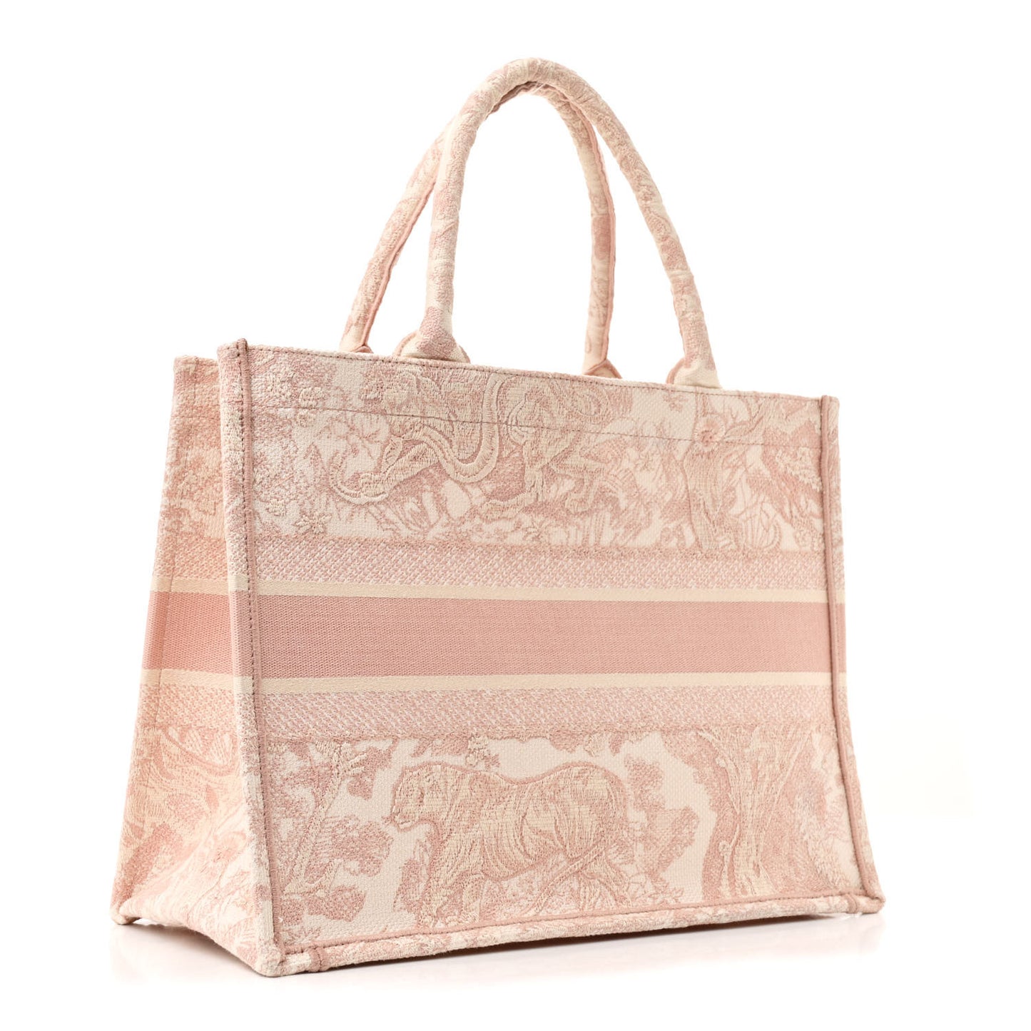 Canvas Embroidered Medium Dioriviera Toile De Jouy Book Tote Rose