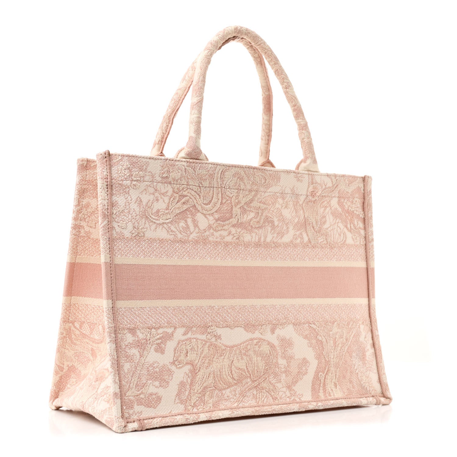 Christian Dior Canvas Embroidered Medium Dioriviera Toile De Jouy Book Tote Rose 3 of 13
