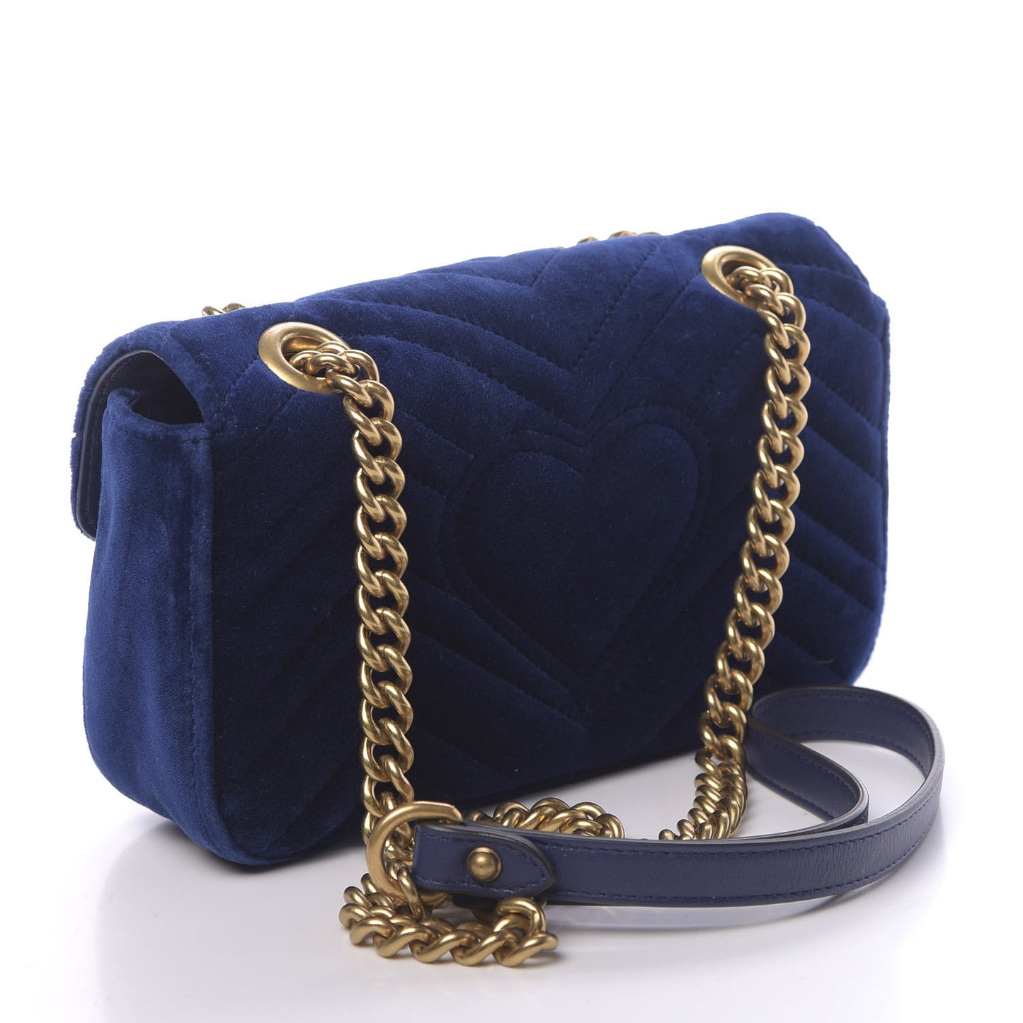 Velvet Matelasse Mini GG Marmont Shoulder Bag Cobalt Blue