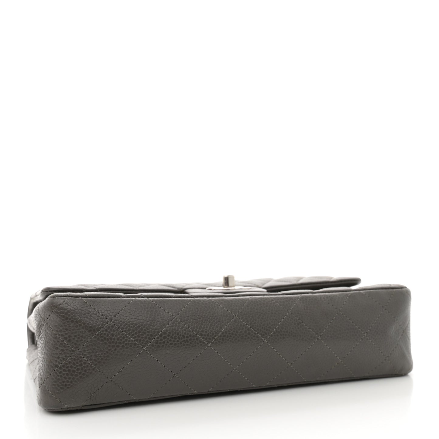 Caviar Quilted Medium Double Flap Dark Grey