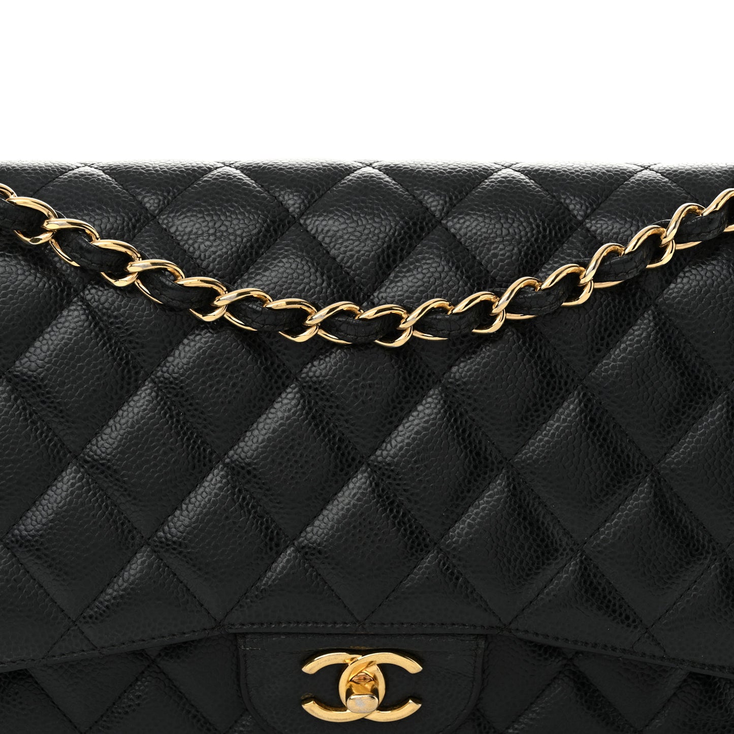 Caviar Quilted Jumbo Double Flap Black