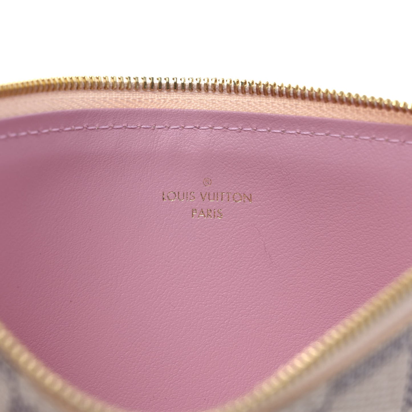 Damier Azur Felicie Chain Wallet Zippered Insert Rose Ballerine