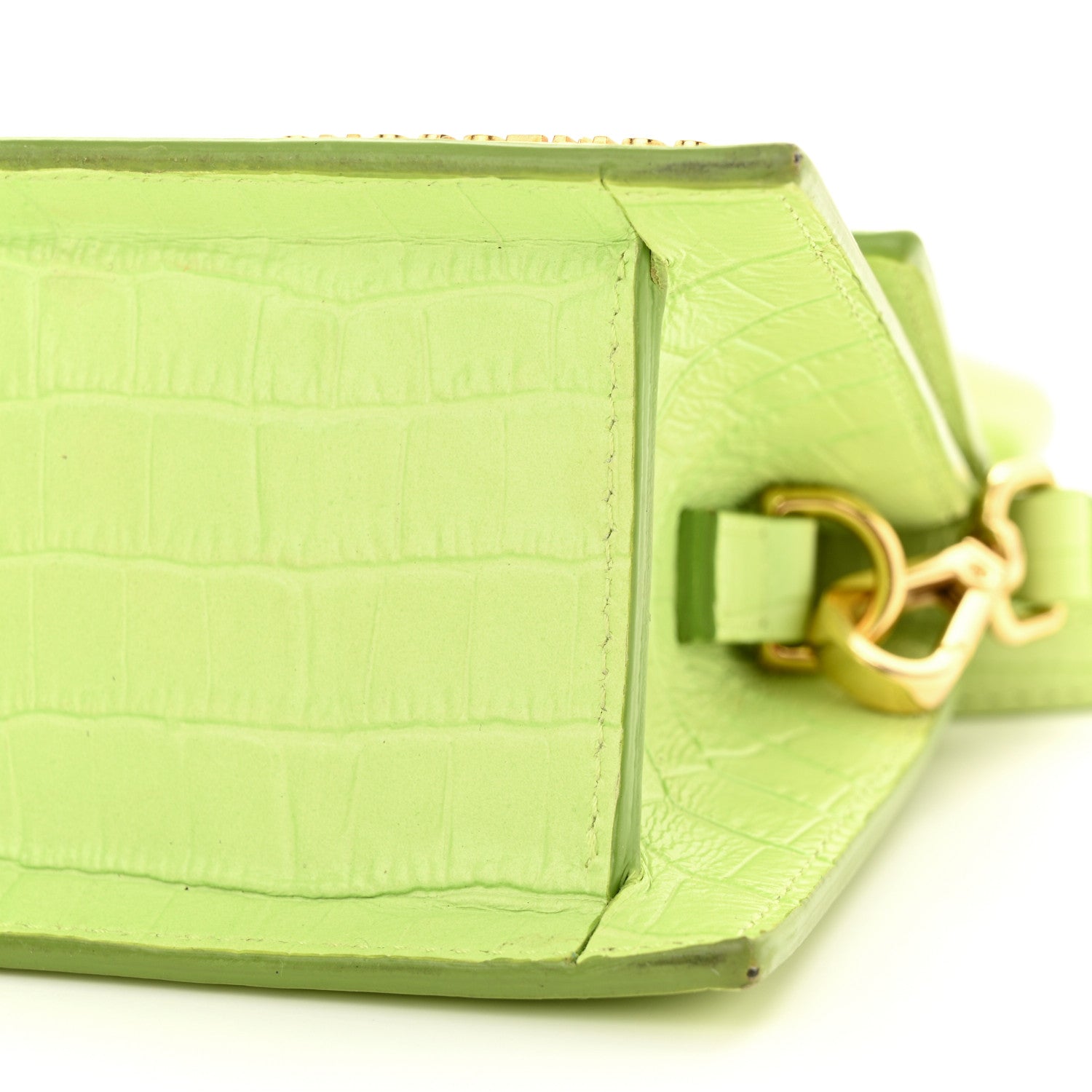 Jacquemus Calfskin Crocodile Embossed Le Chiquito Moyen Light Green 6 of 17