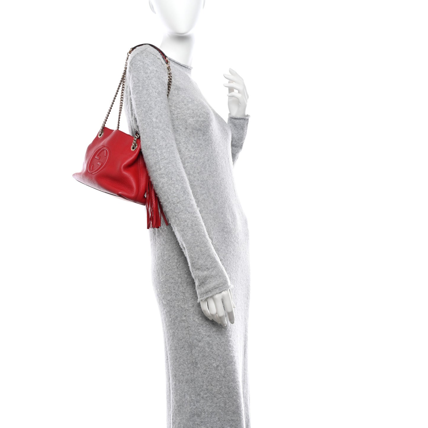 Pebbled Calfskin Small Soho Chain Shoulder Bag Tabasco Red