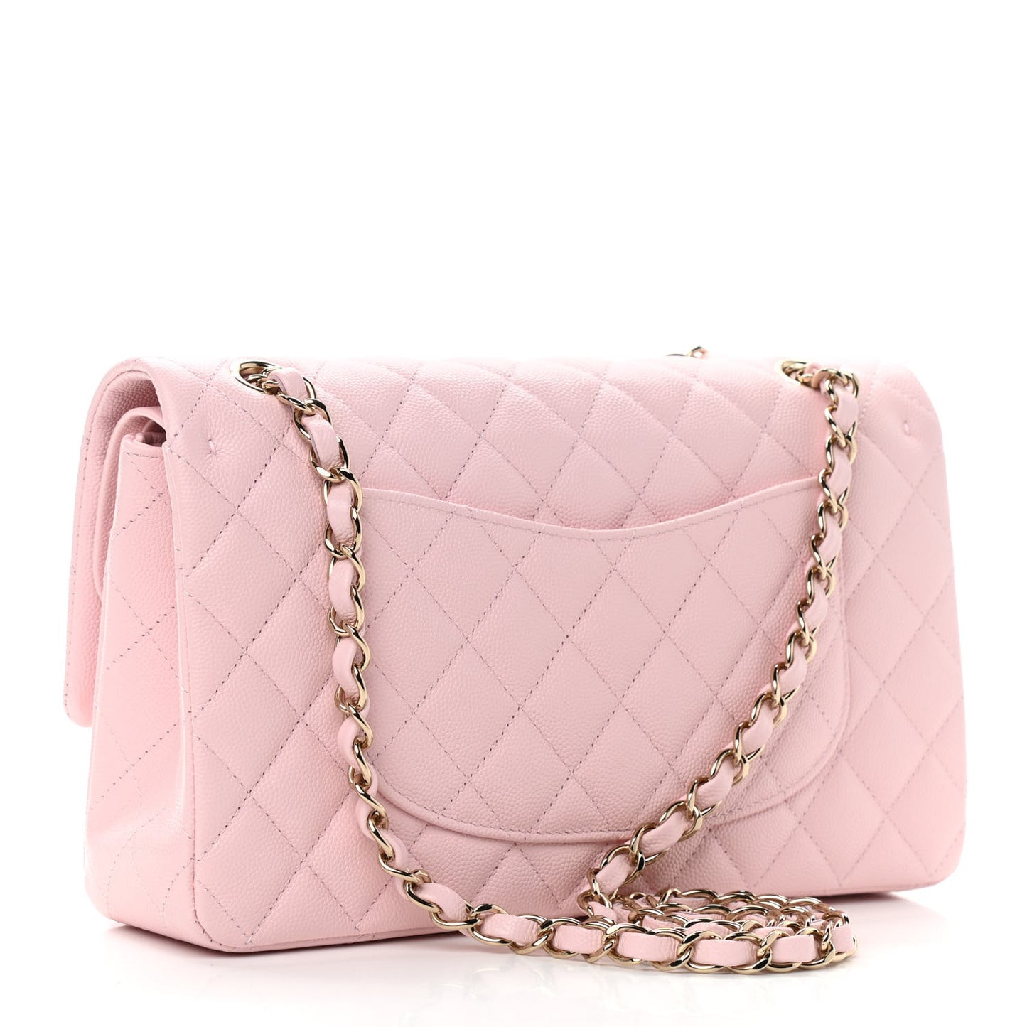 Caviar Quilted Medium Double Flap Light Pink