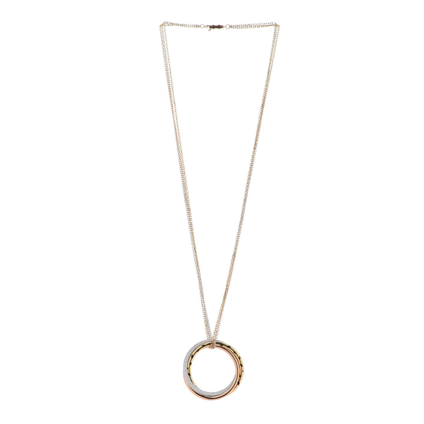 18K Pink Yellow White Gold Diamond Trinity Panthère De Cartier Pendant Necklace