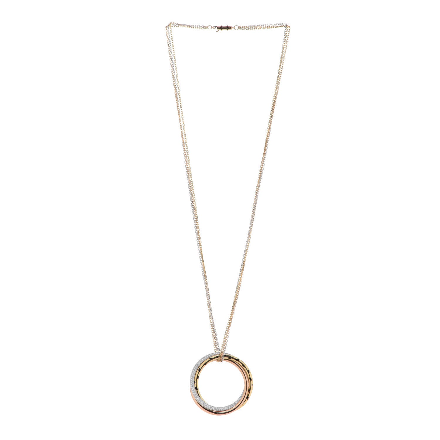 Cartier 18K Pink Yellow White Gold Diamond Trinity Panthère De Cartier Pendant Necklace 3 of 8