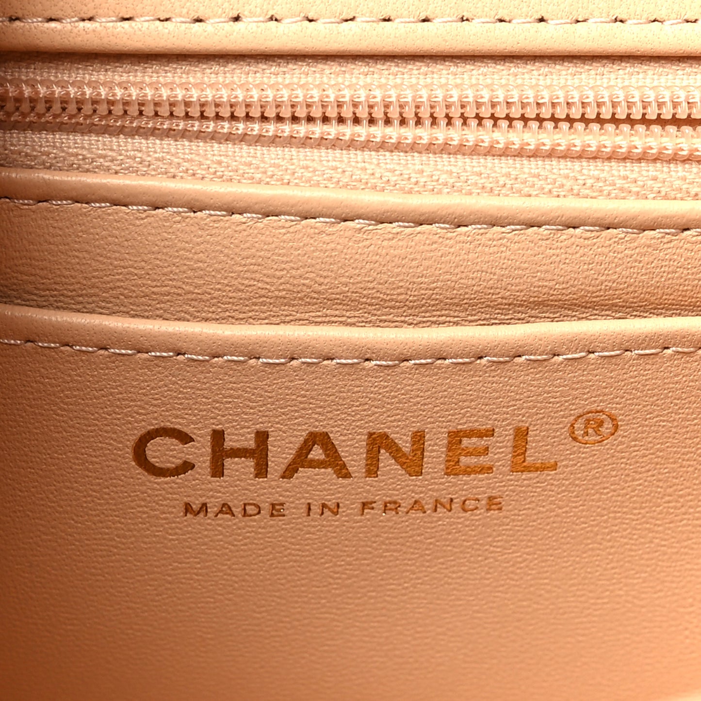 Lambskin Quilted Mini Rectangular Flap Beige