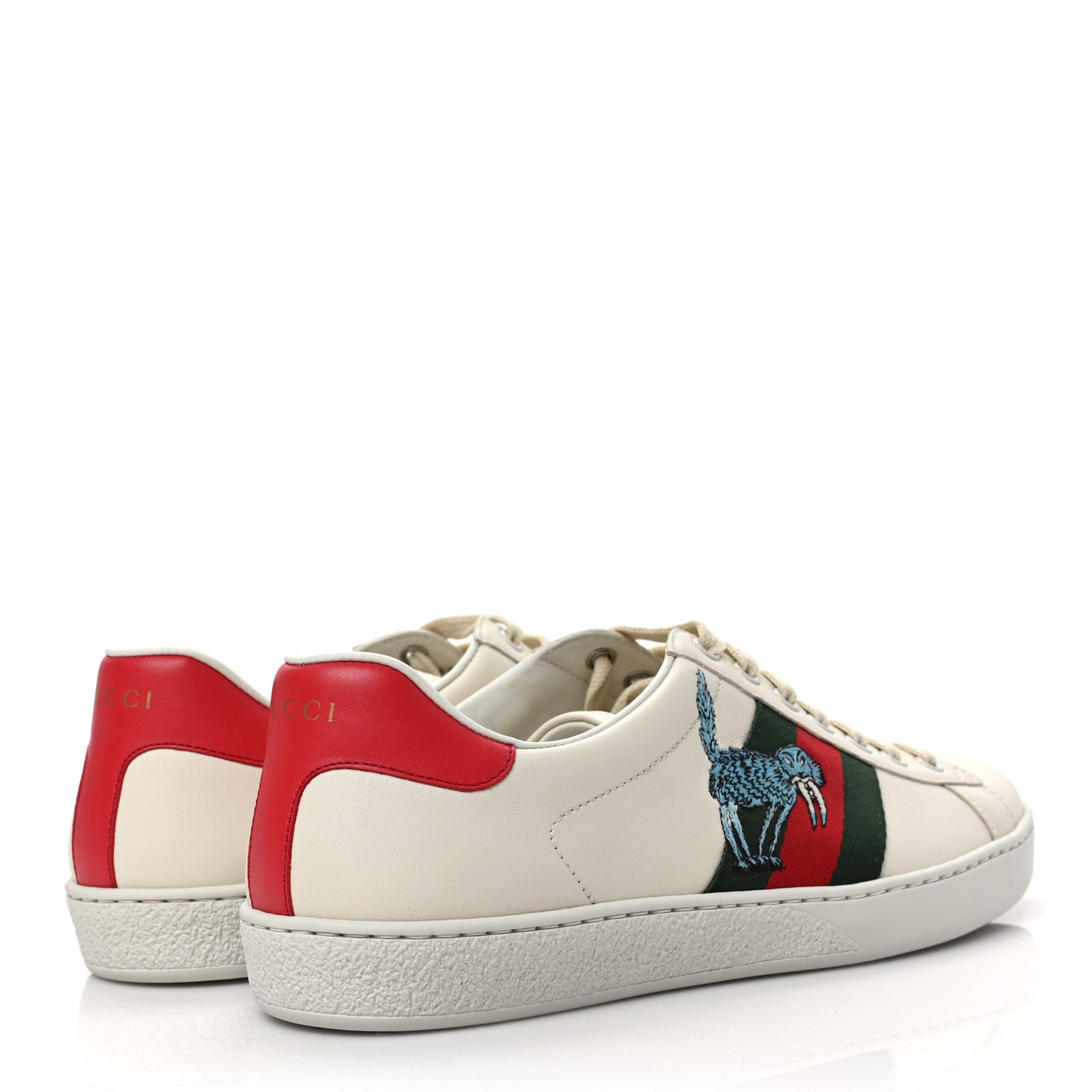 X FREYA HARTAS Calfskin Miro Soft Web Mythical Creature Embroidered Mens Ace Sneakers 8 New Mystic White