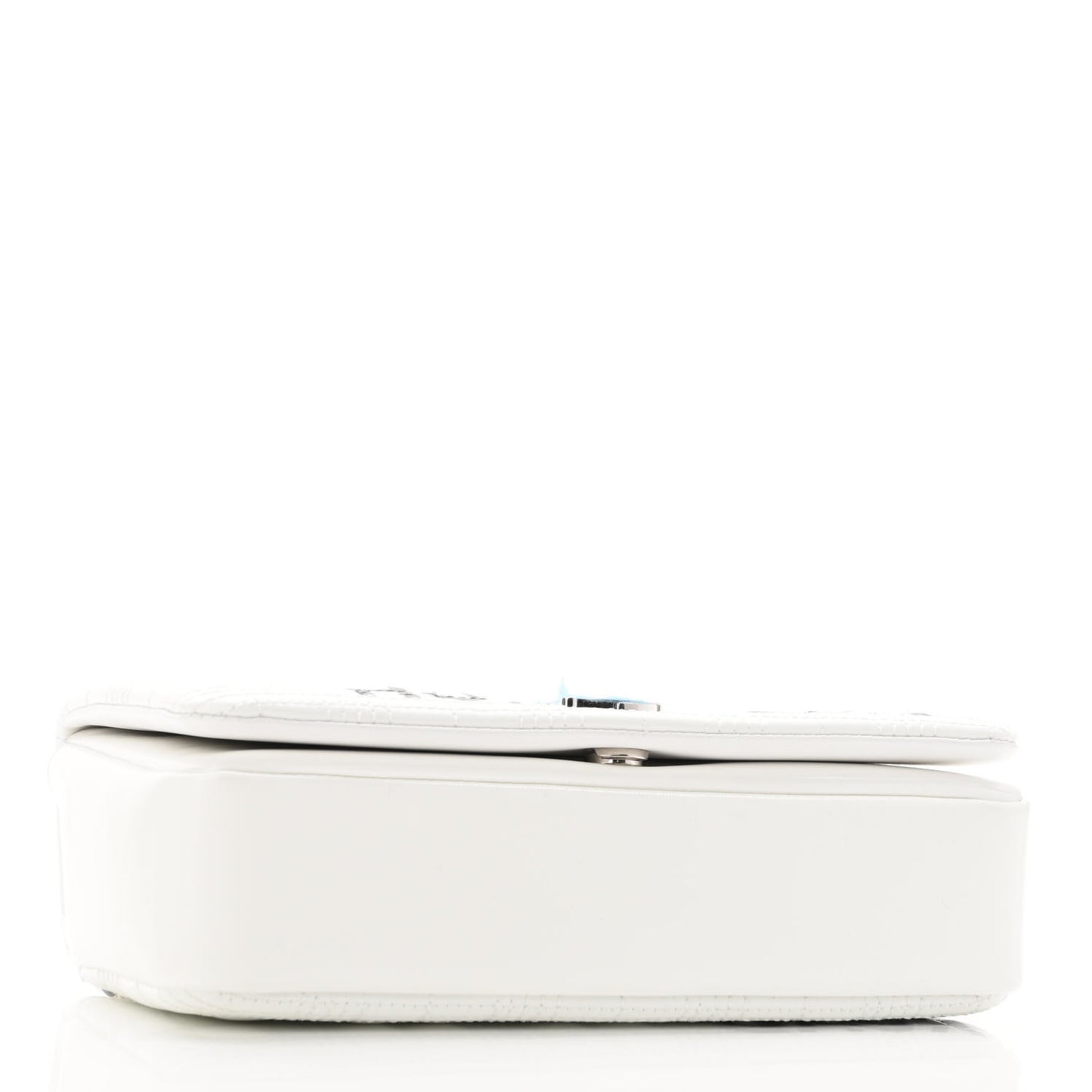 Patent Quilted Horseferry Print Small Lola Bag White