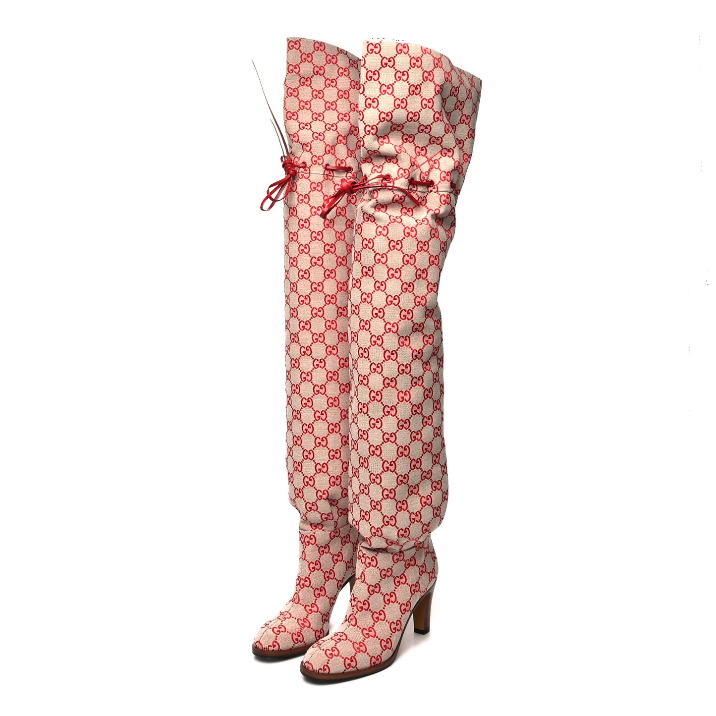 Monogram Over The Knee Boots 35.5 Gardenia Hibiscus Red