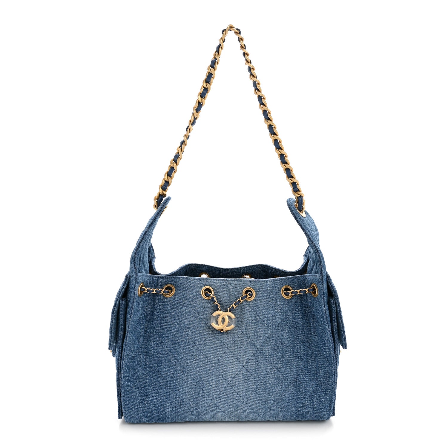 Chanel Washed Denim Quilted Small Chanel 25 Handbag Blue 1843049