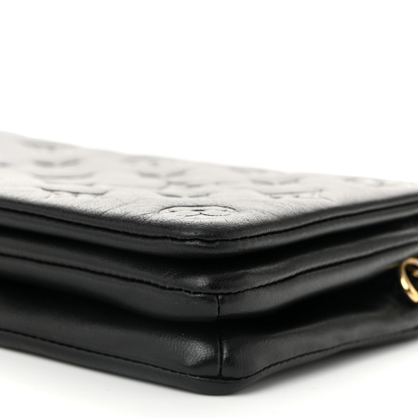 Lambskin Embossed Monogram Pochette Coussin Black