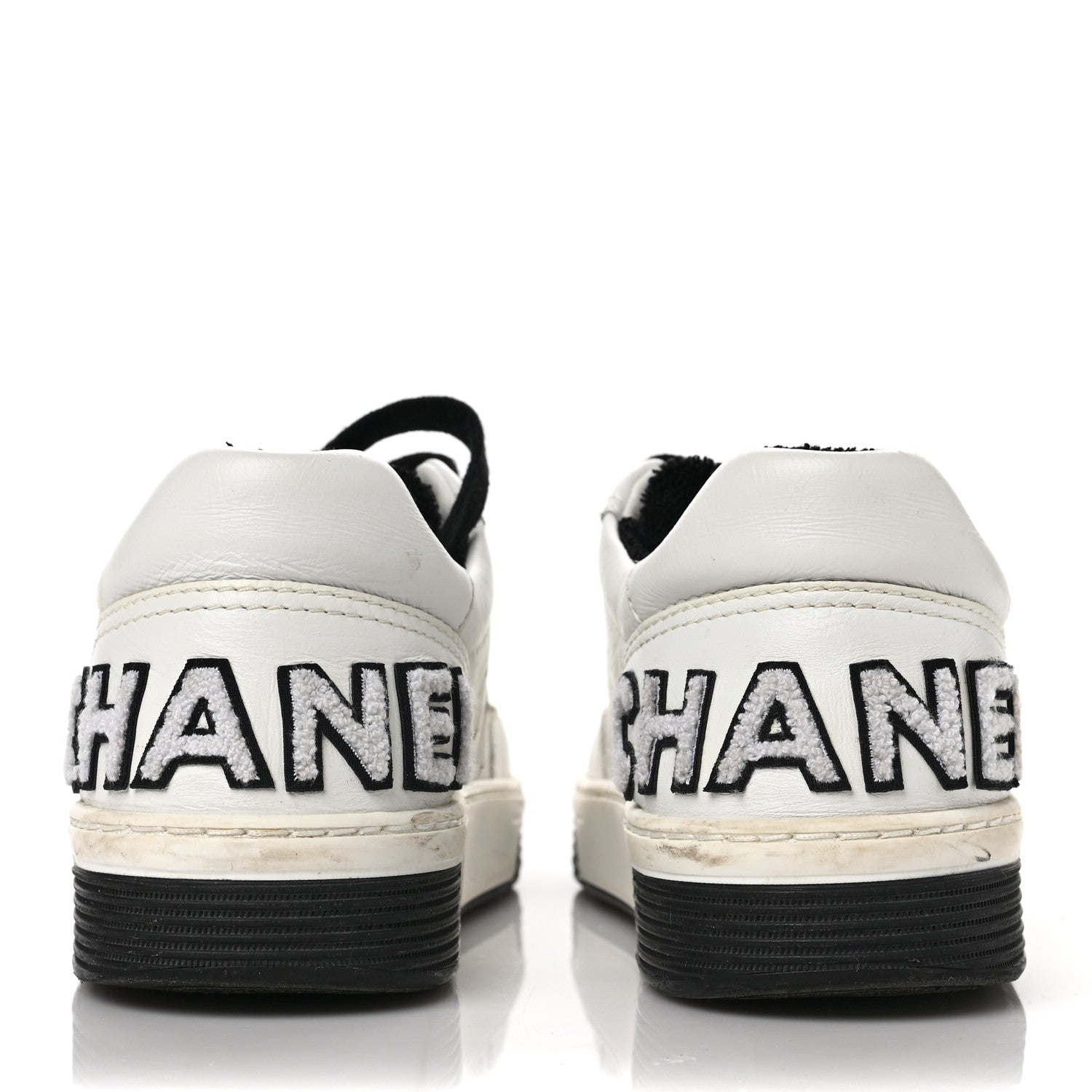 Chanel Calfskin Womens Logo Sneakers 36 Black White 5 of 15