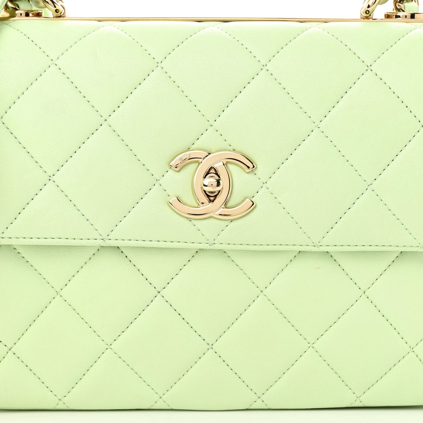 Lambskin Quilted Small Trendy CC Flap Dual Handle Bag Light Green