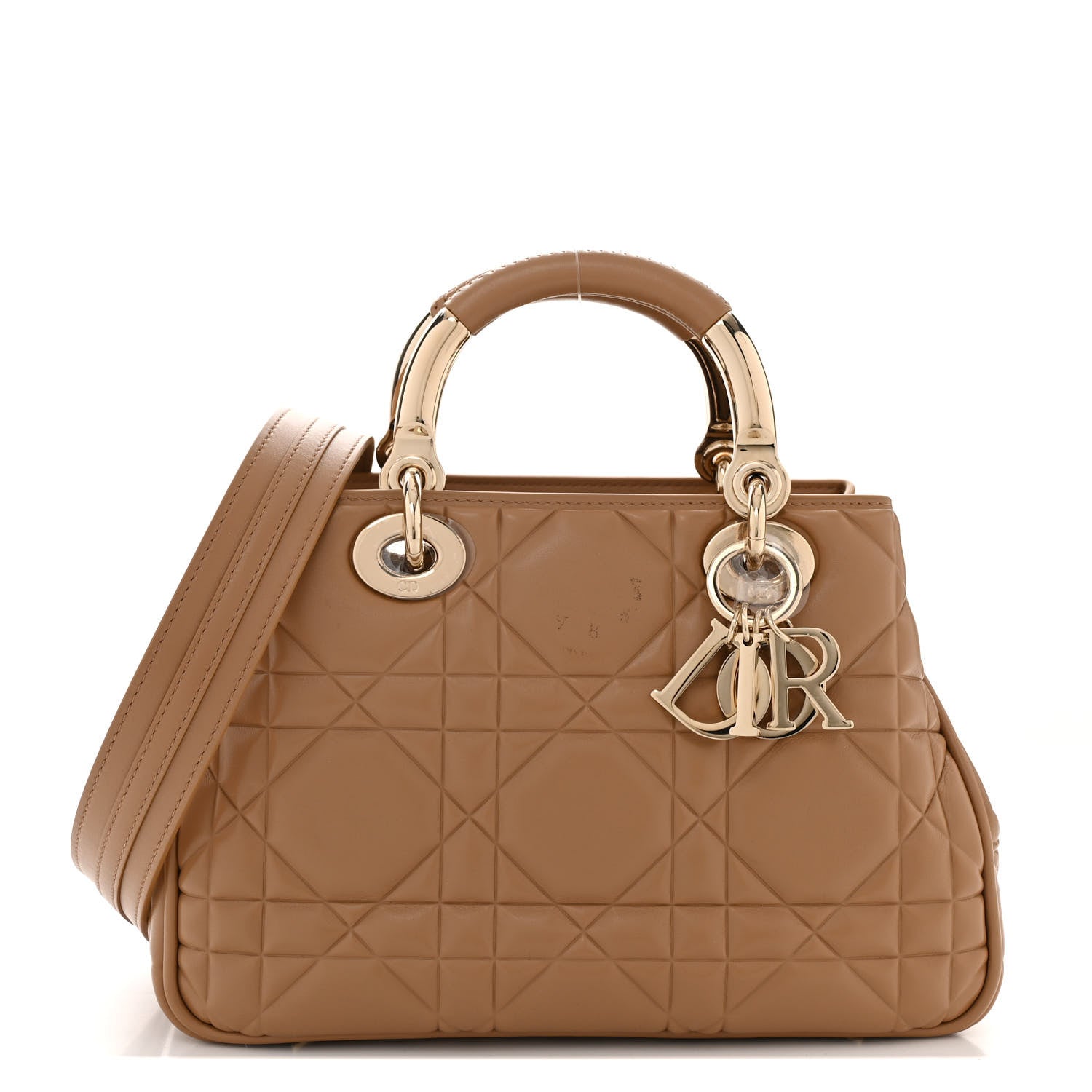 Dior ベージュ ブラウン バッグ Medium Lady Dior Bag Sand-Colored Cannage Lambskin | DIOR