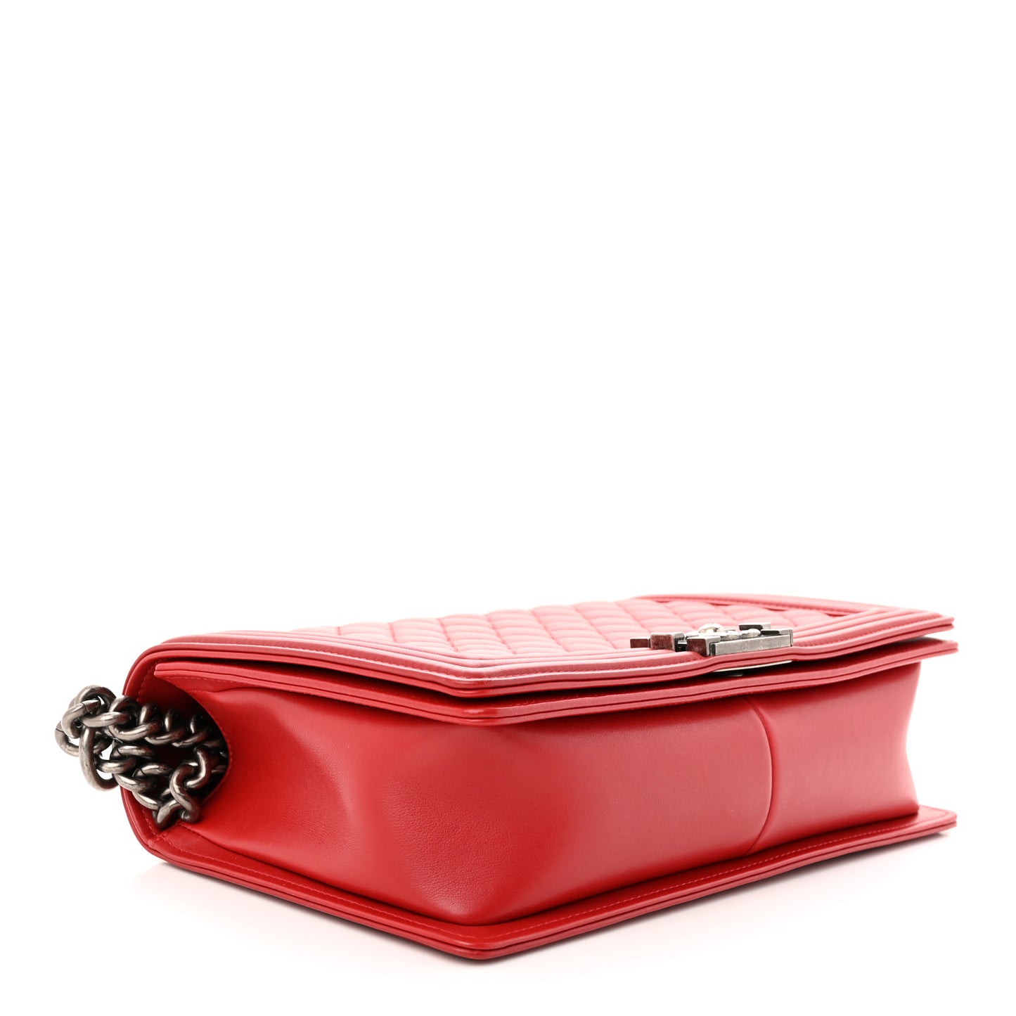 Calfskin Quilted New Medium Boy Flap Red