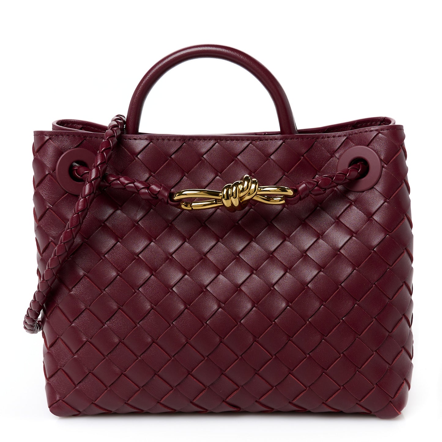 Nappa Intrecciato Small Andiamo Shoulder Bag Barolo