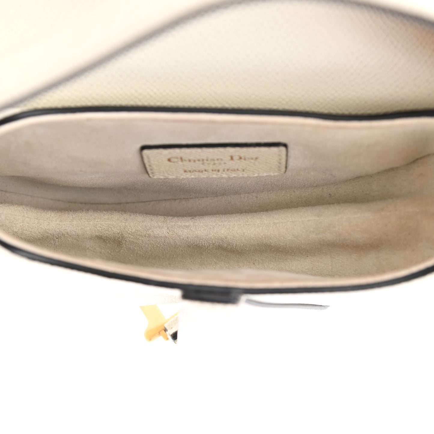 Grained Calfskin Mini Saddle Bag White