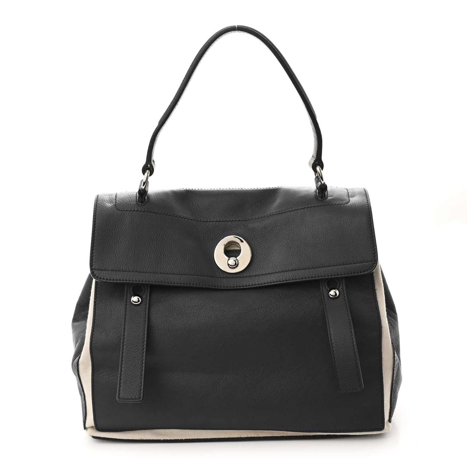 SAINT LAURENT グレージュ　ミューズトゥ Saint Laurent Calfskin Canvas Large Muse Two Grey 1742679