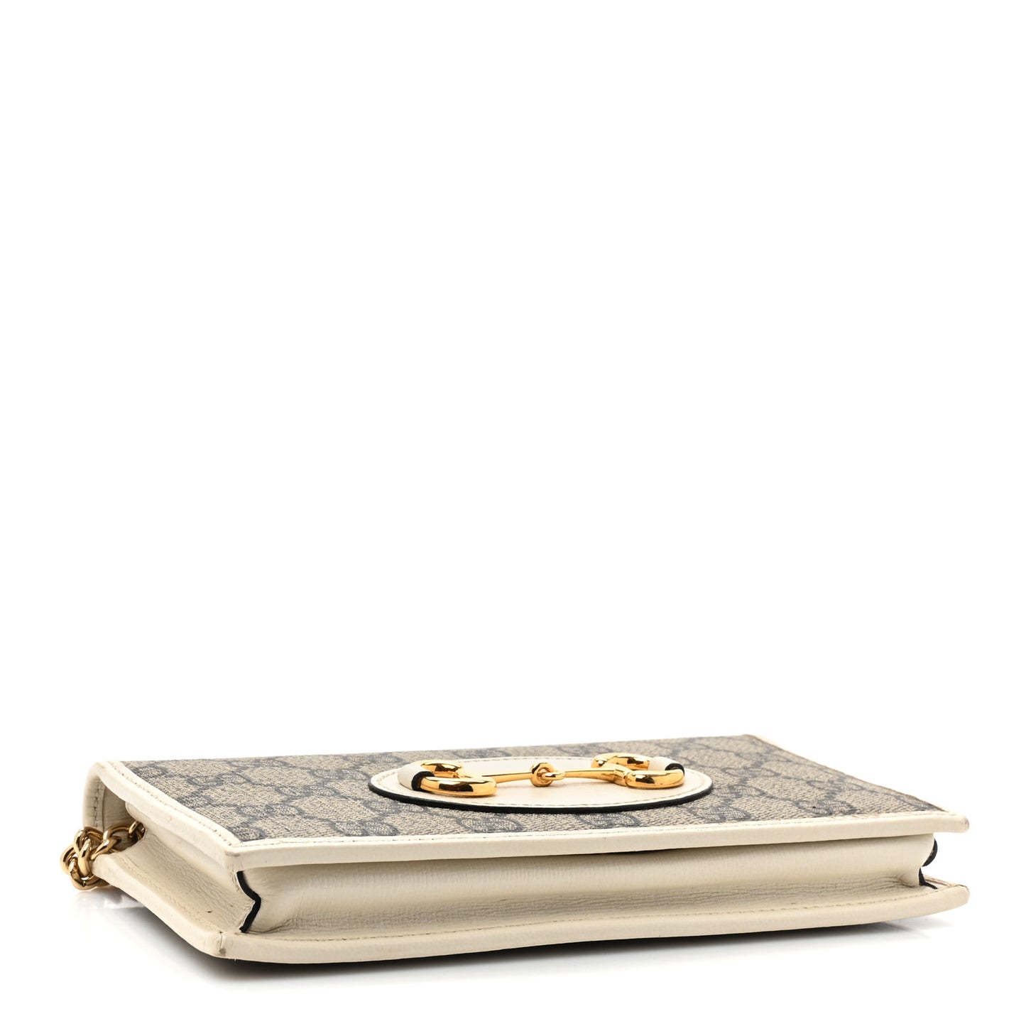 GG Supreme Monogram Azalea Calfskin Horsebit 1955 Wallet On Chain Beige Ebony Mystic White