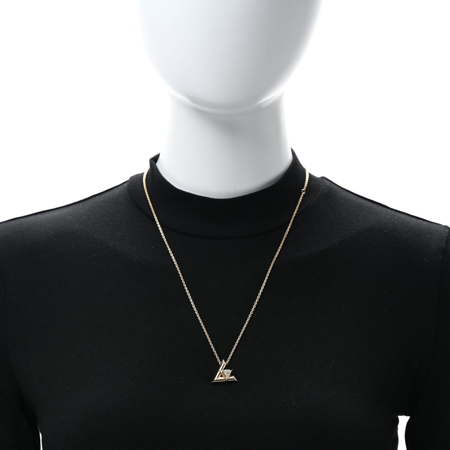 18K Yellow Gold Diamond Large LV Volt One Pendant Necklace