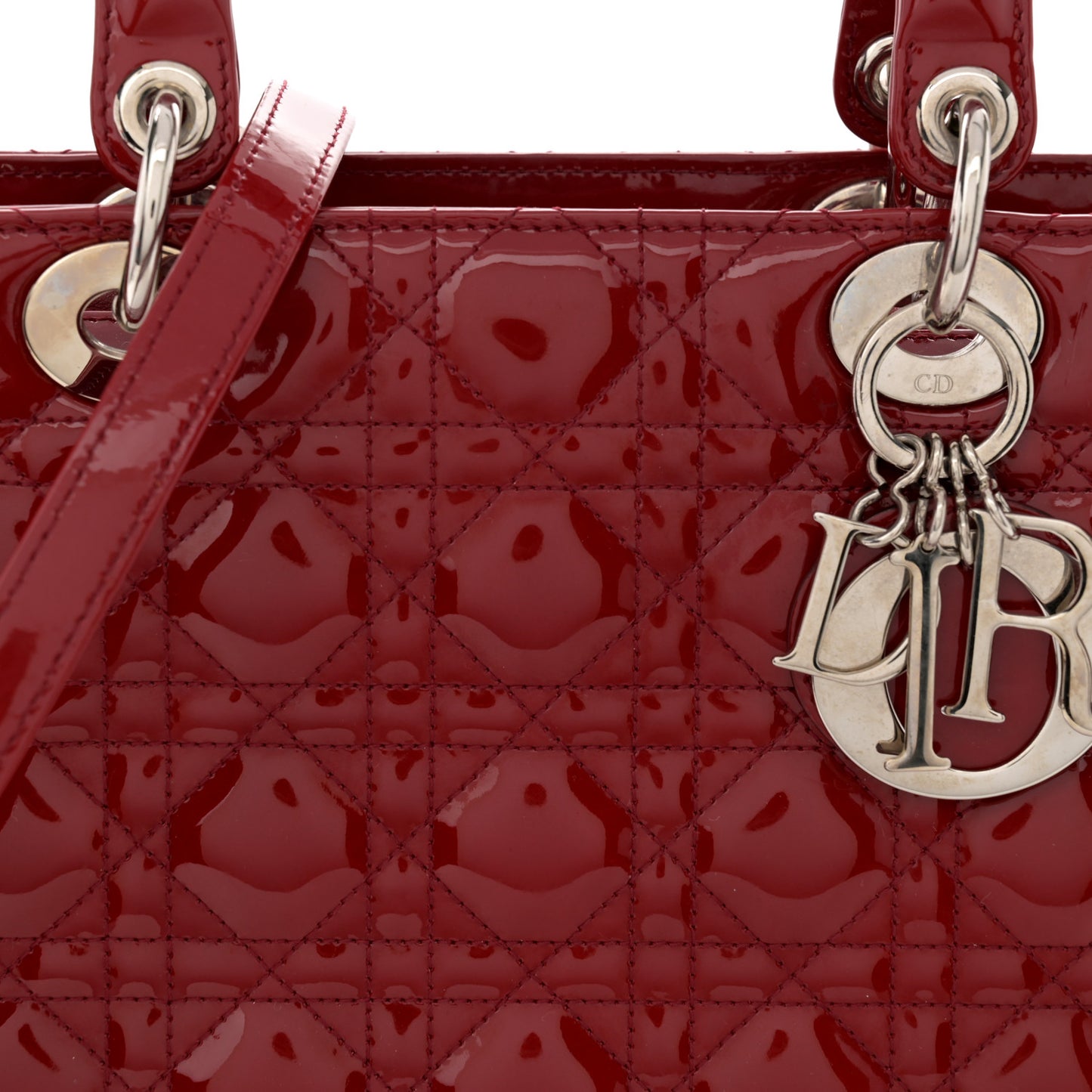 Patent Cannage Large Lady Dior Red