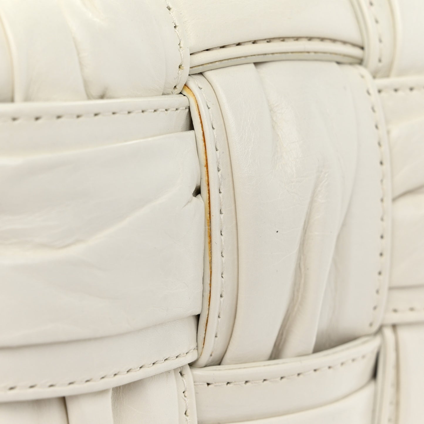 Calfskin Intreccio Plisse Camera Bag White