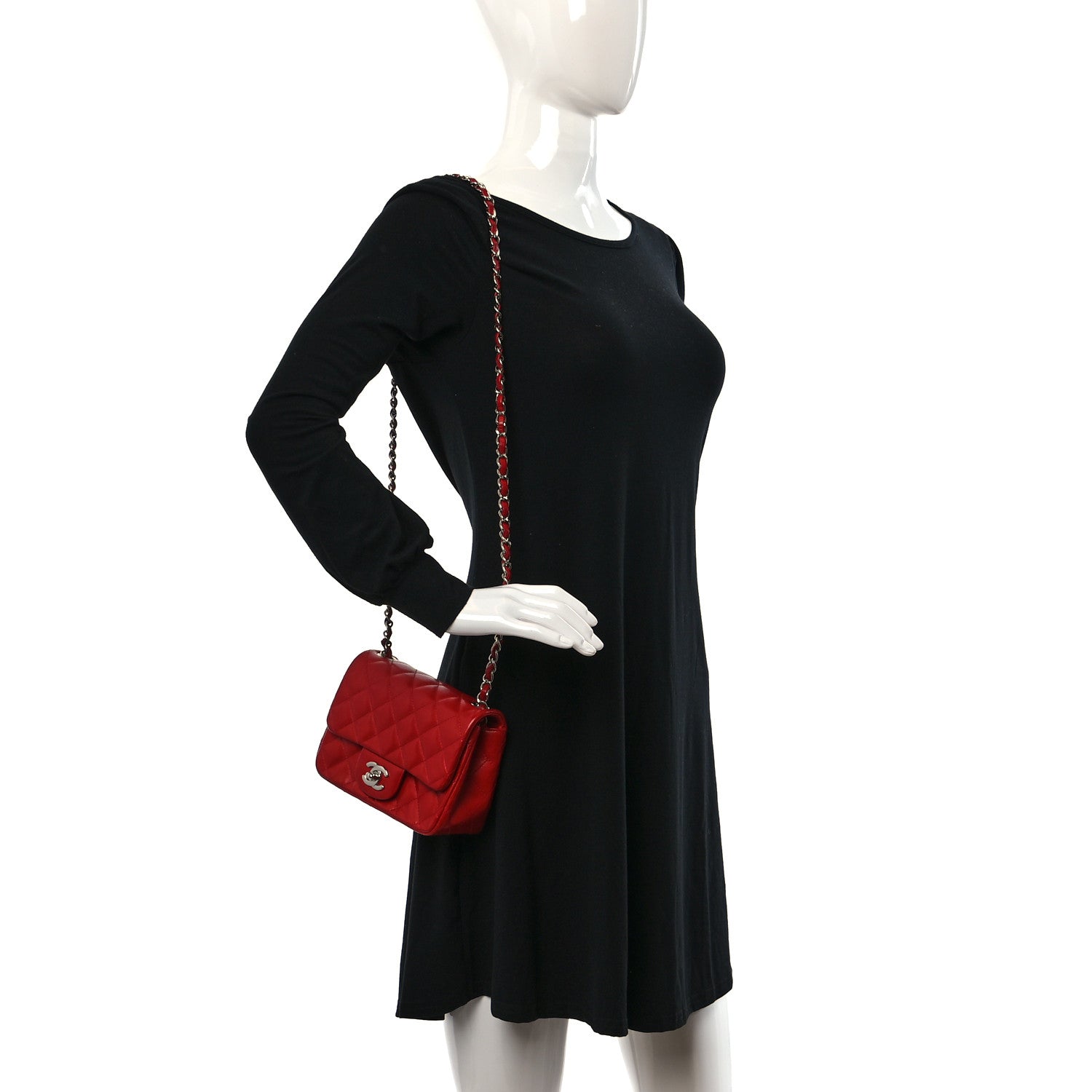 Chanel Lambskin Quilted Mini Square Flap Red 2 of 10
