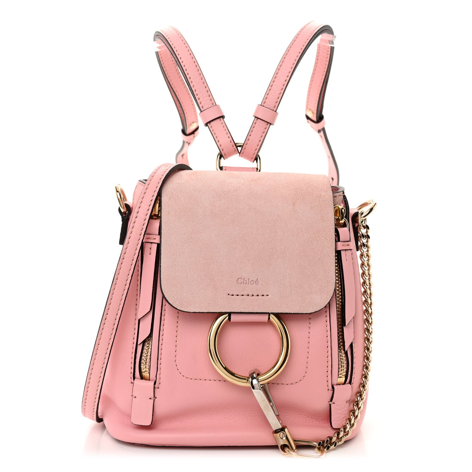 chloe faye backpack mini or small Chloe Suede Calfskin Mini Faye Backpack Washed Pink 1459327 – FASHIONPHILE