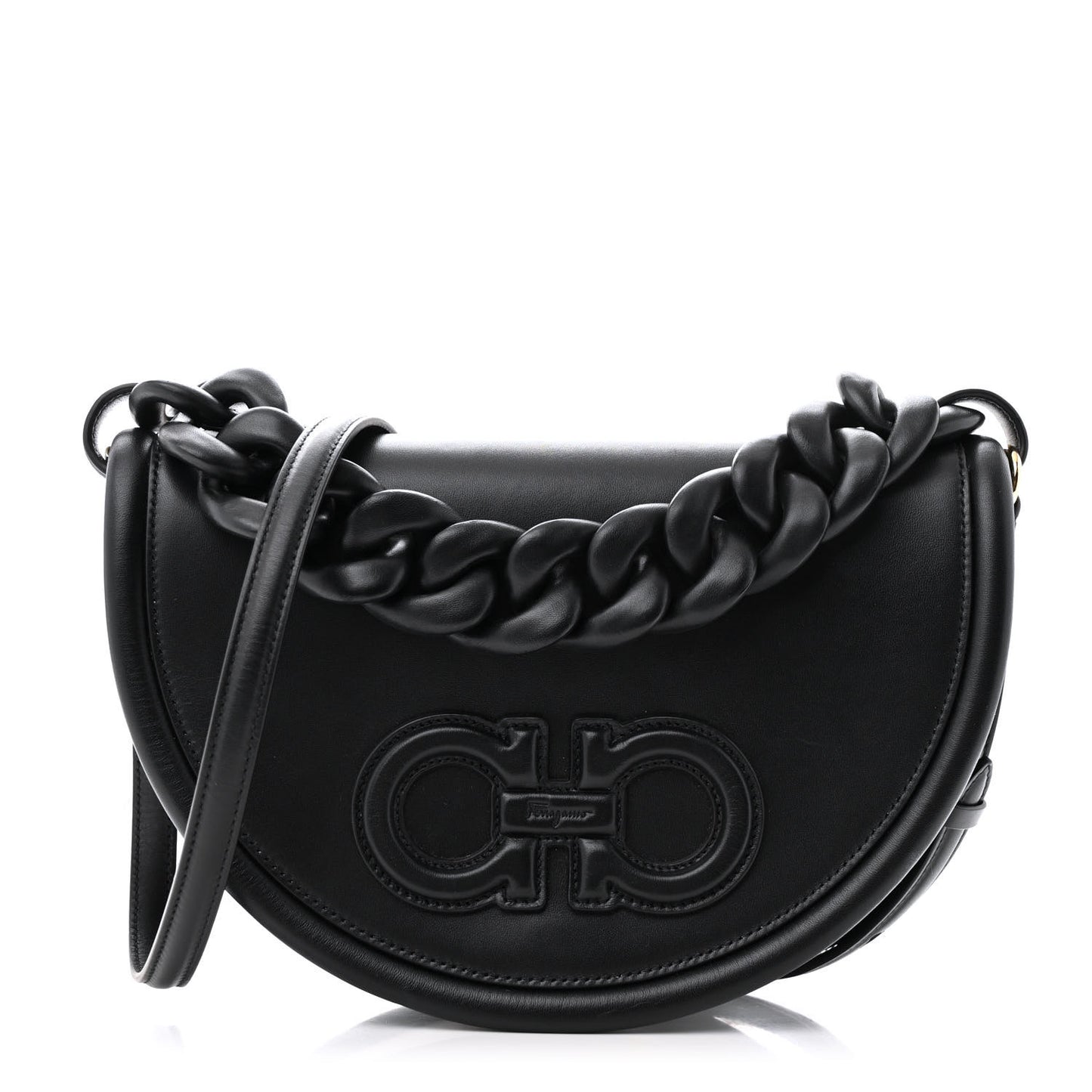Calfskin Aura Shoulder Bag Black