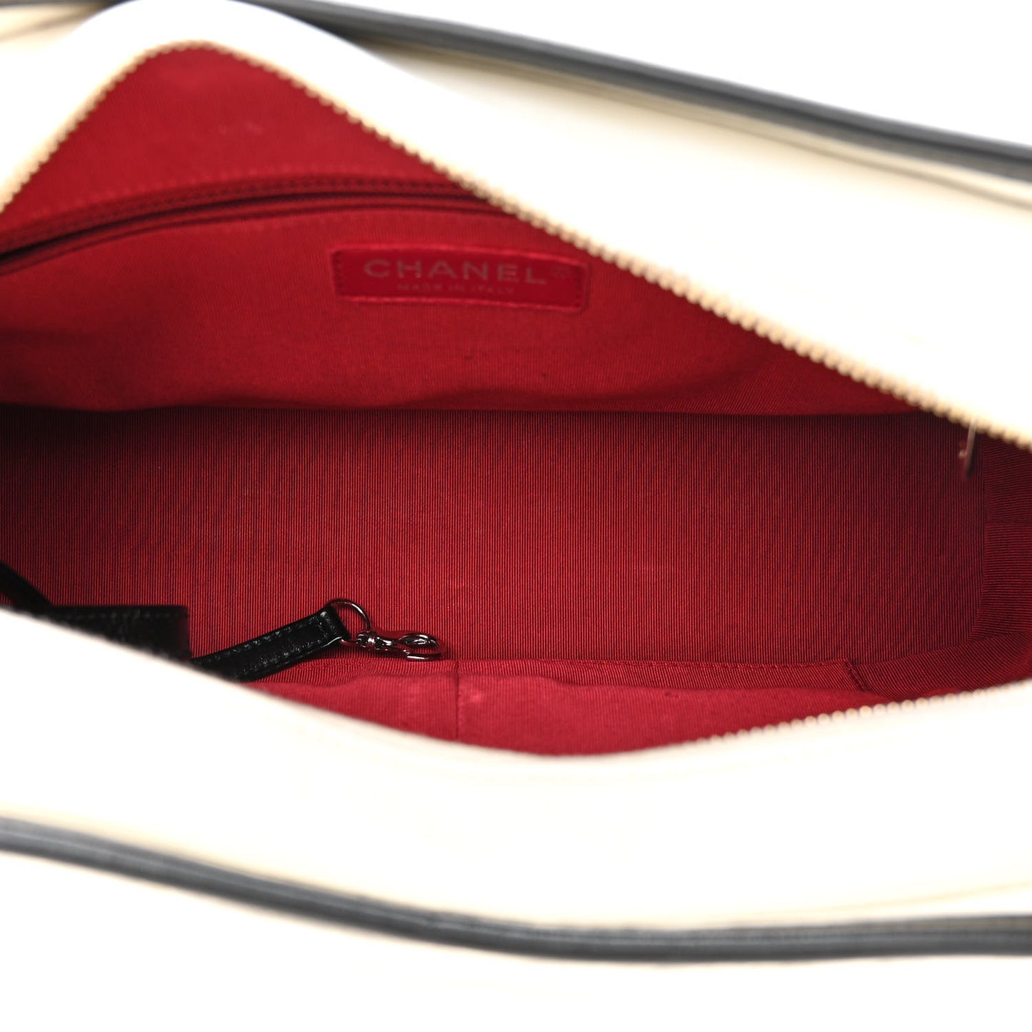 Aged Calfskin Quilted Medium Gabrielle Hobo Black White