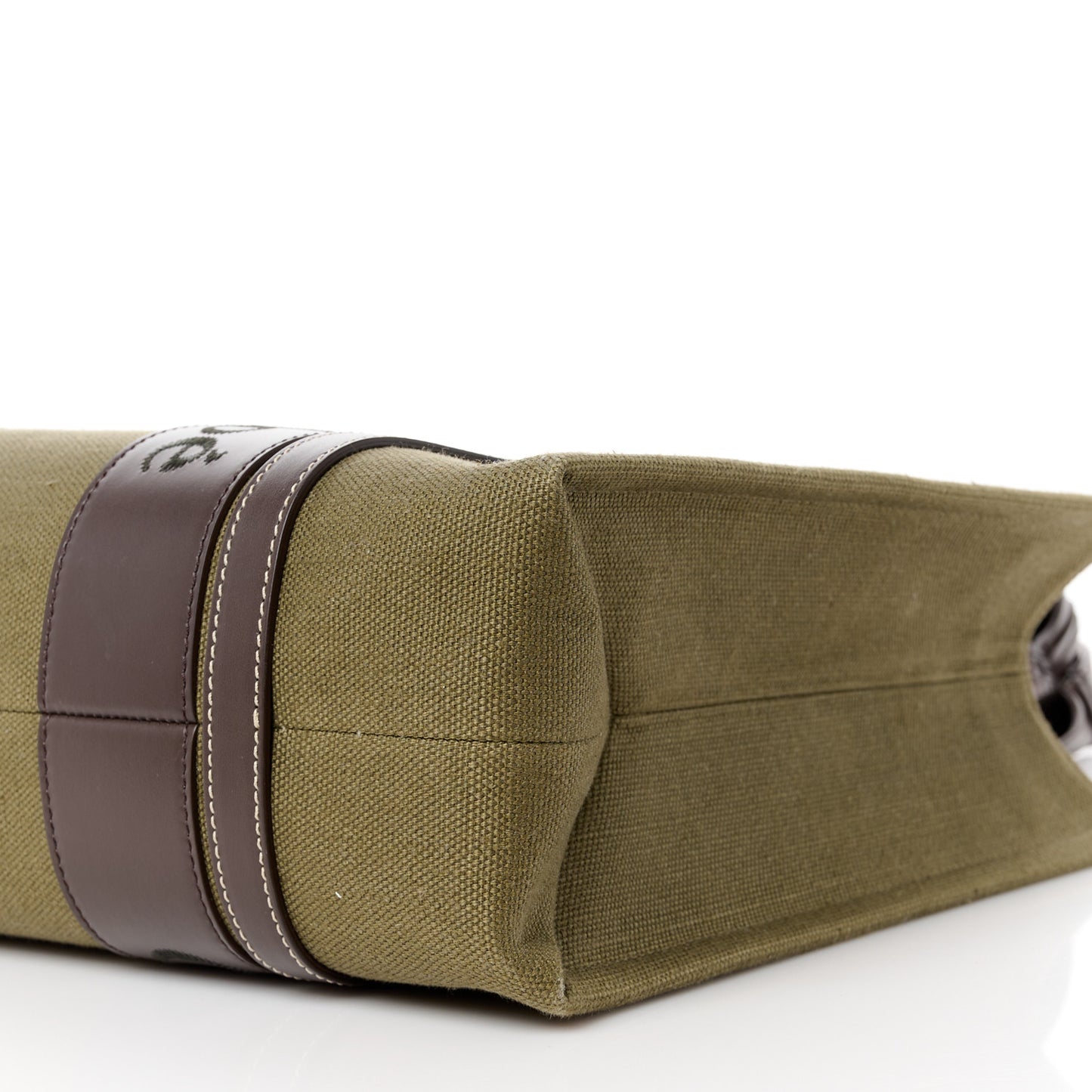 Linen Calfskin Medium Woody Tote Warm Green