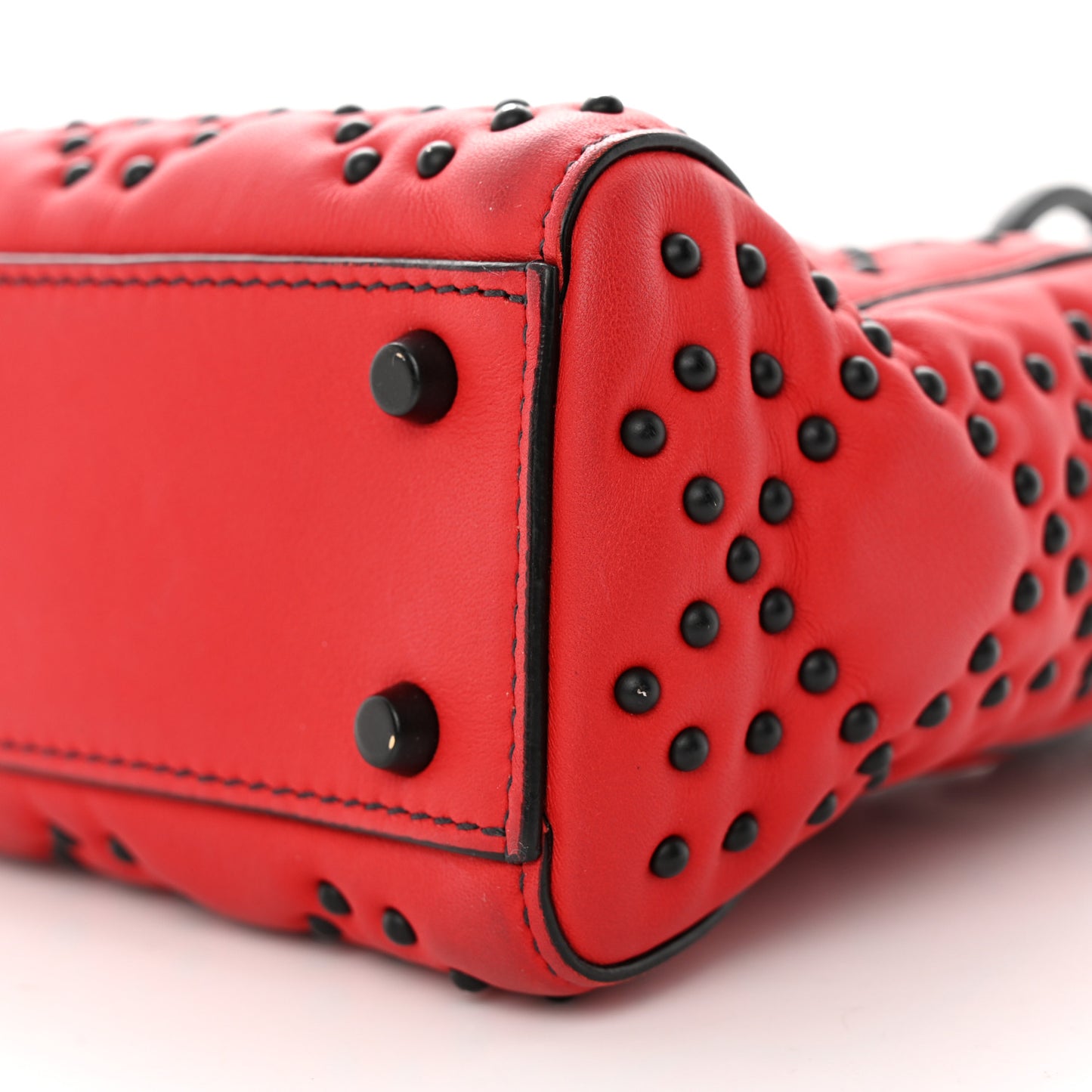 Ultra Matte Calfskin Studded Mini Supple Lady Dior Red Black