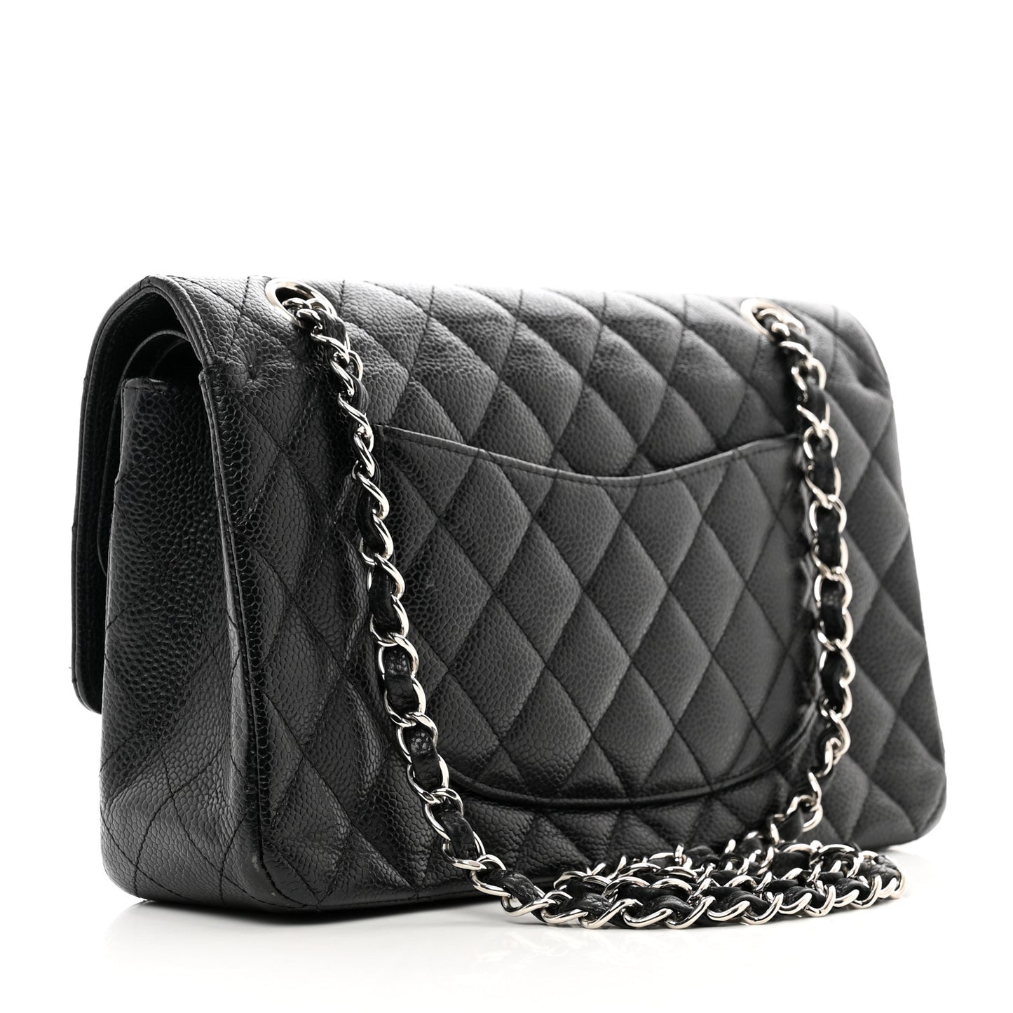 Caviar Quilted Medium Double Flap Black