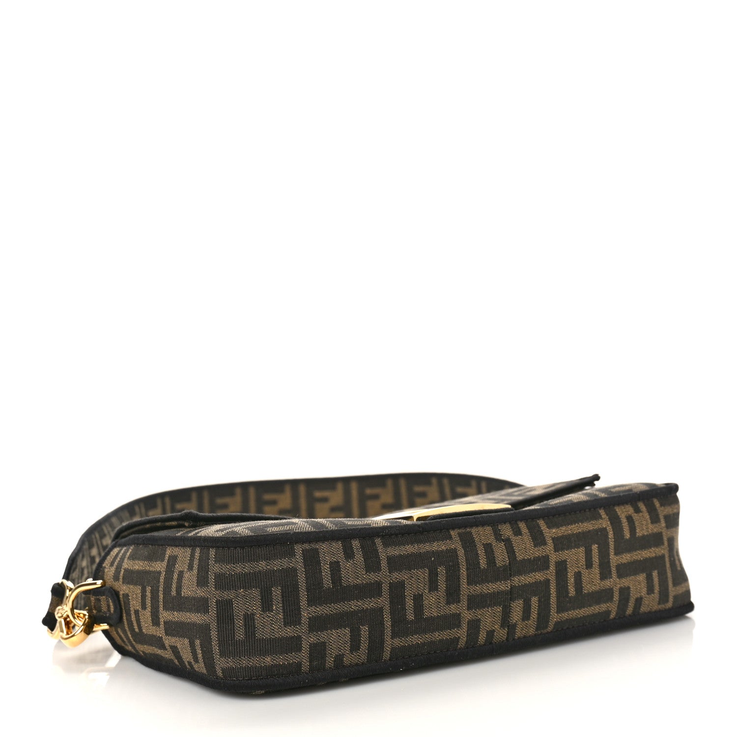 Fendi Fabric Jacquard FF 1974 Medium Baguette Tobacco Moro Black 6 of 19