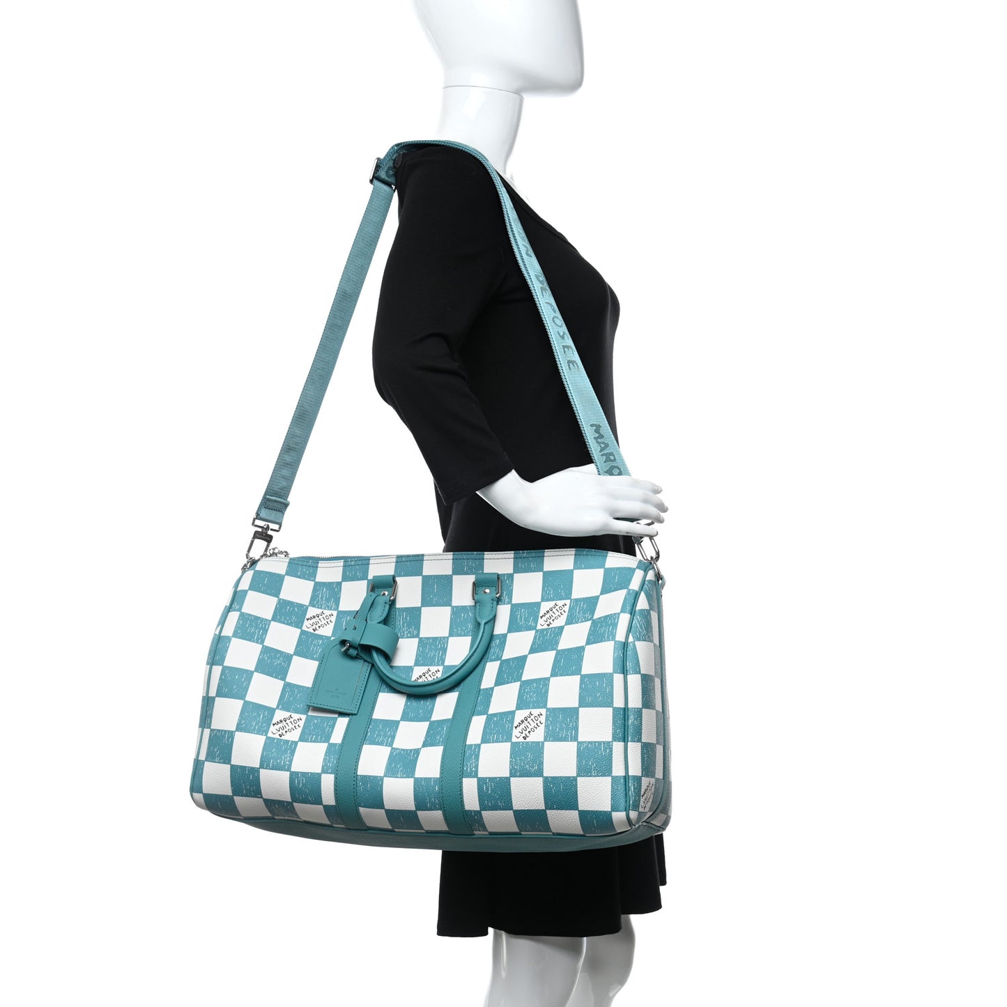 Calfskin Damier Keepall Bandouliere 45 Teal