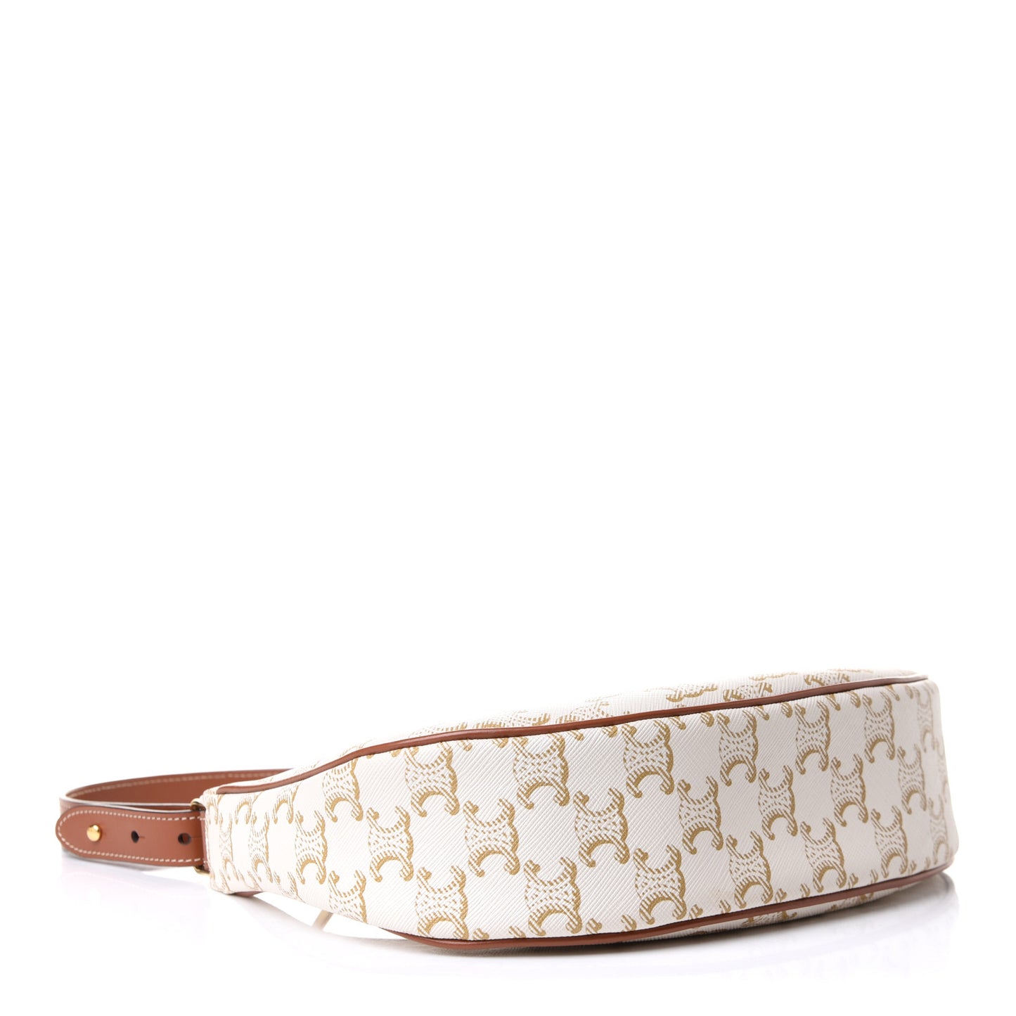 Canvas Calfskin Ava Triomphe Shoulder Bag White