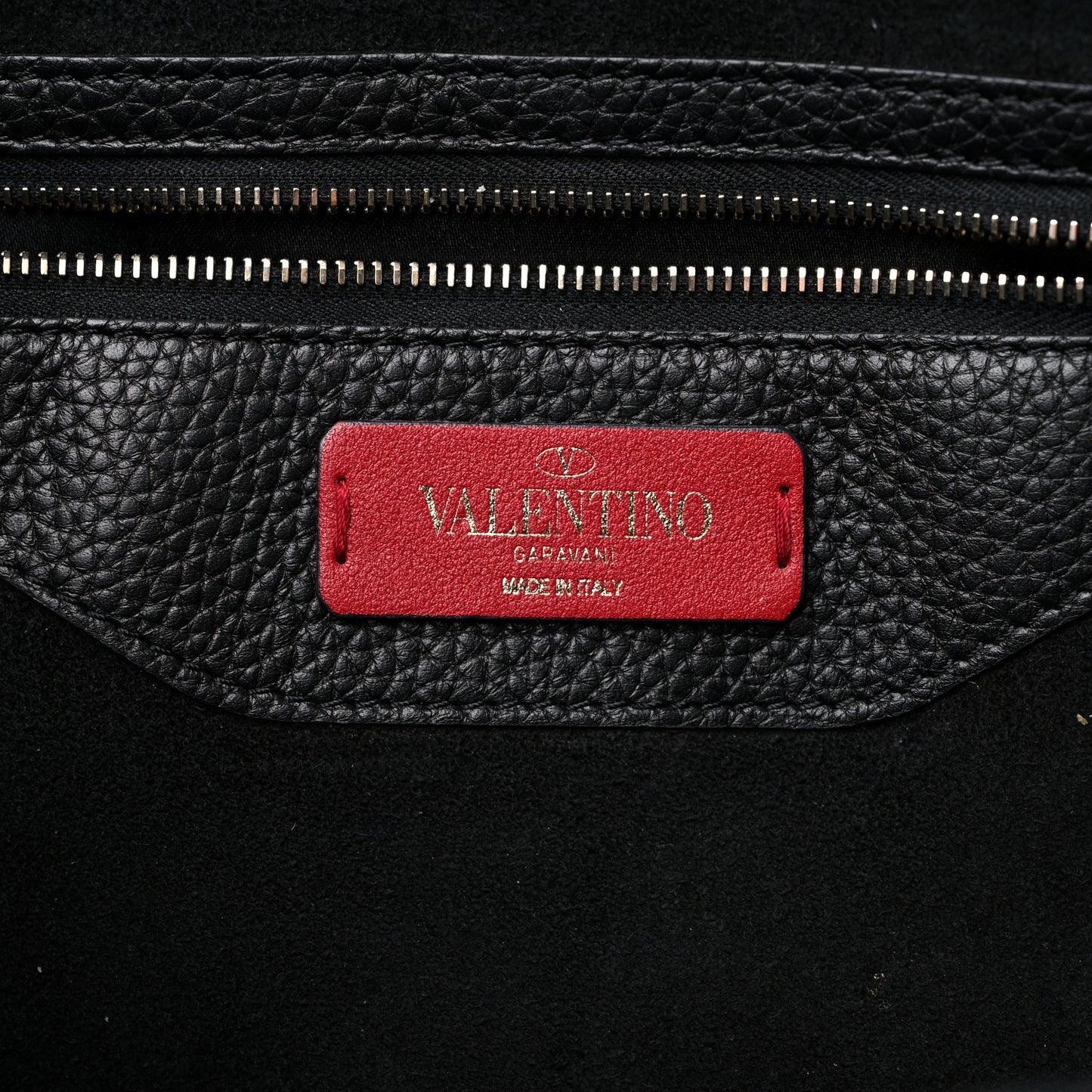 Grained Calfskin Small Rockstud Shoulder Tote Black