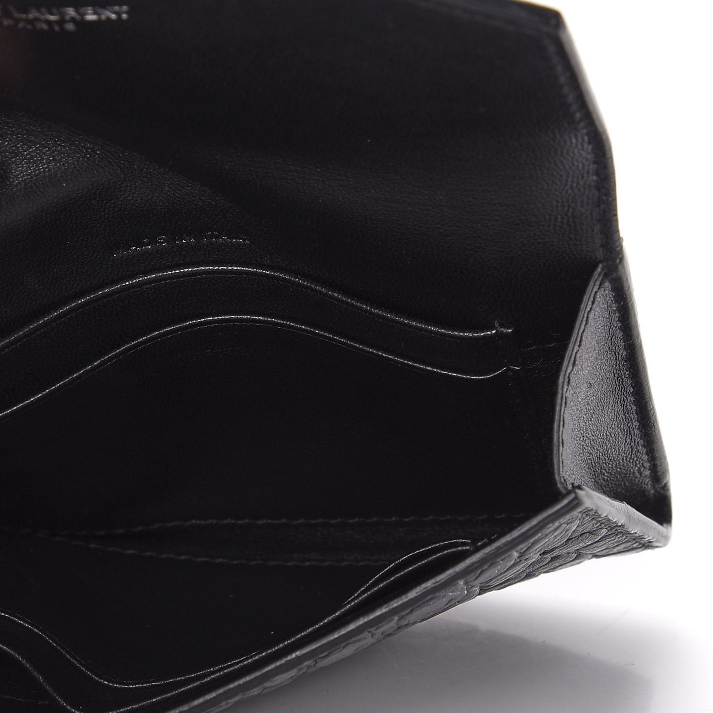 Calfskin Crocodile Embossed Small Monogram Envelope Wallet Black