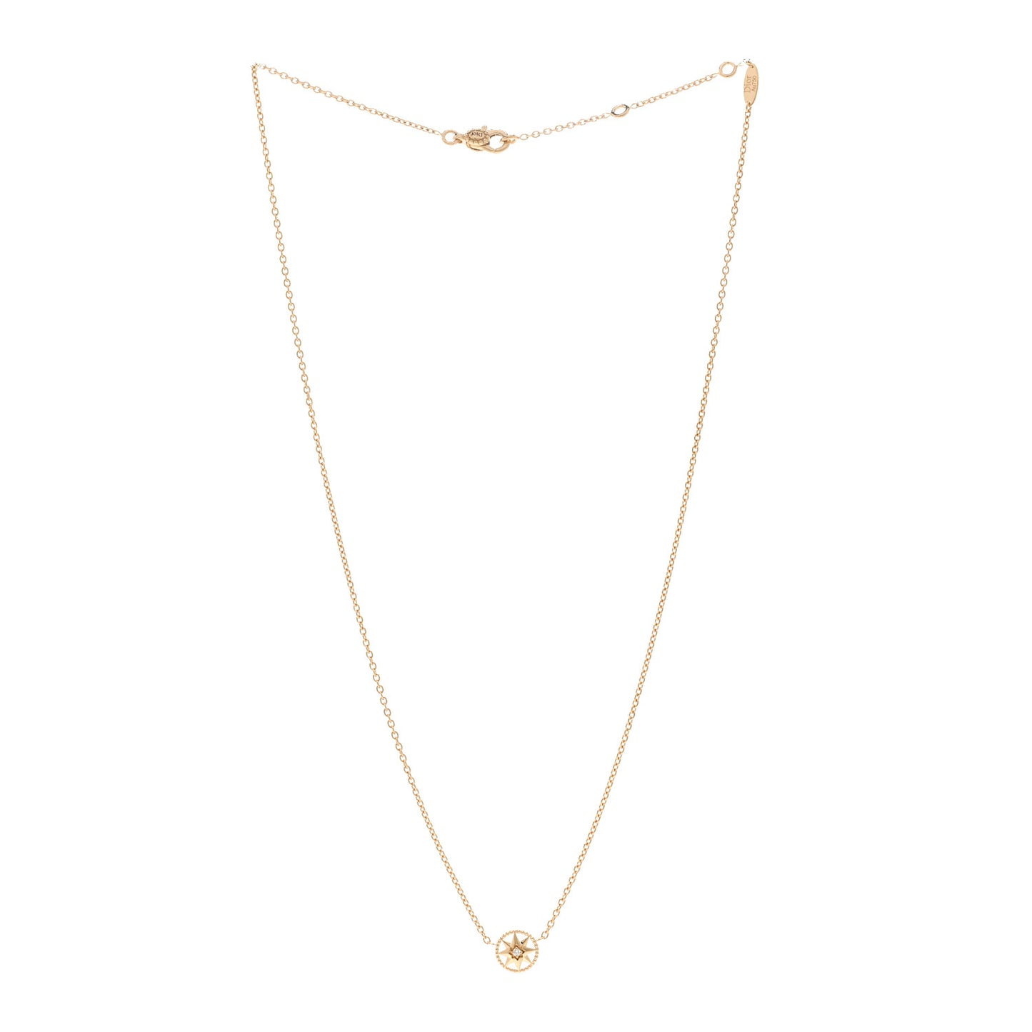 18K Yellow Gold Diamond XS Rose Des Vents Necklace